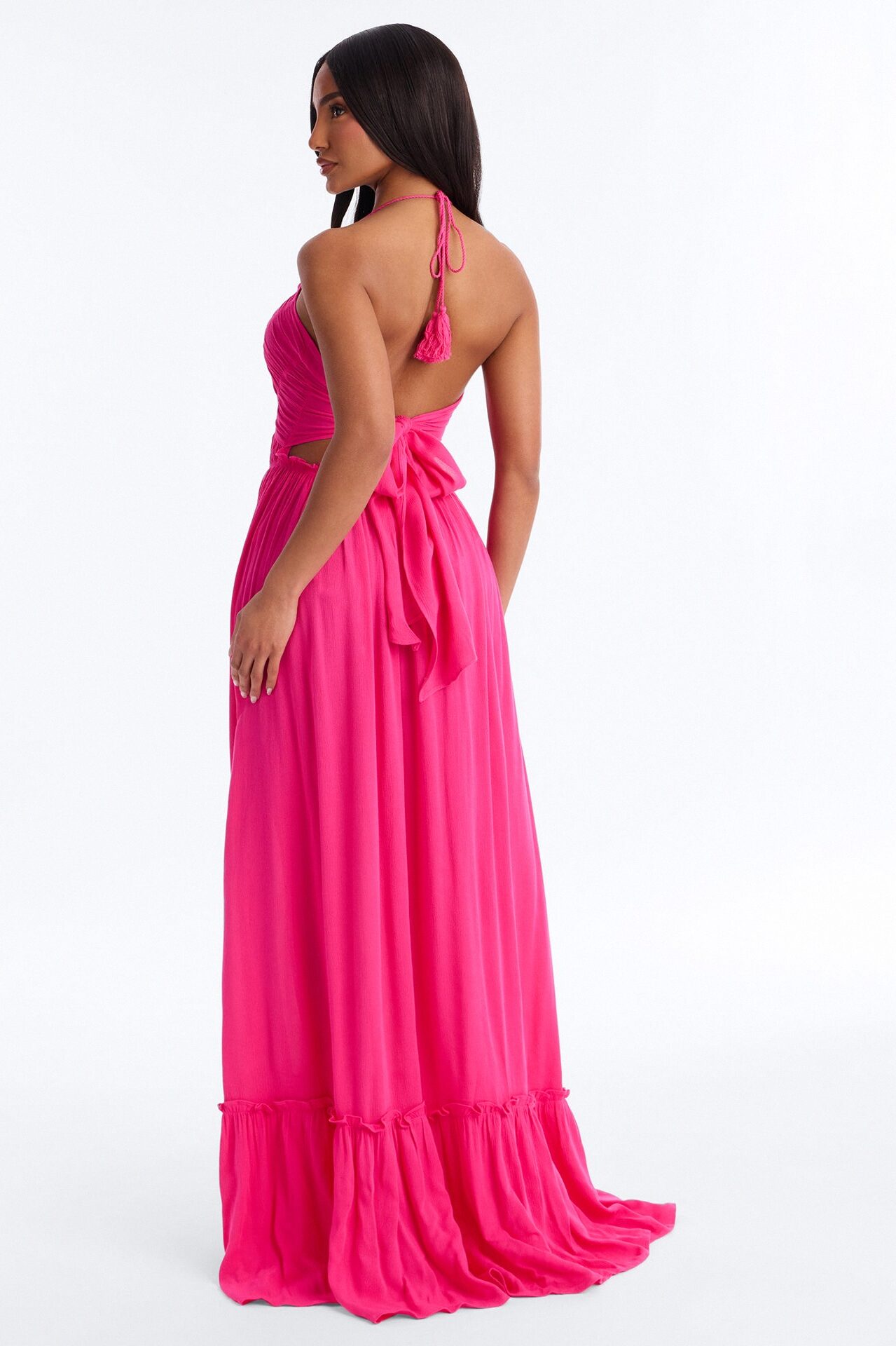 Pretty In Paradise Backless Maxi Dress - Hot Pink