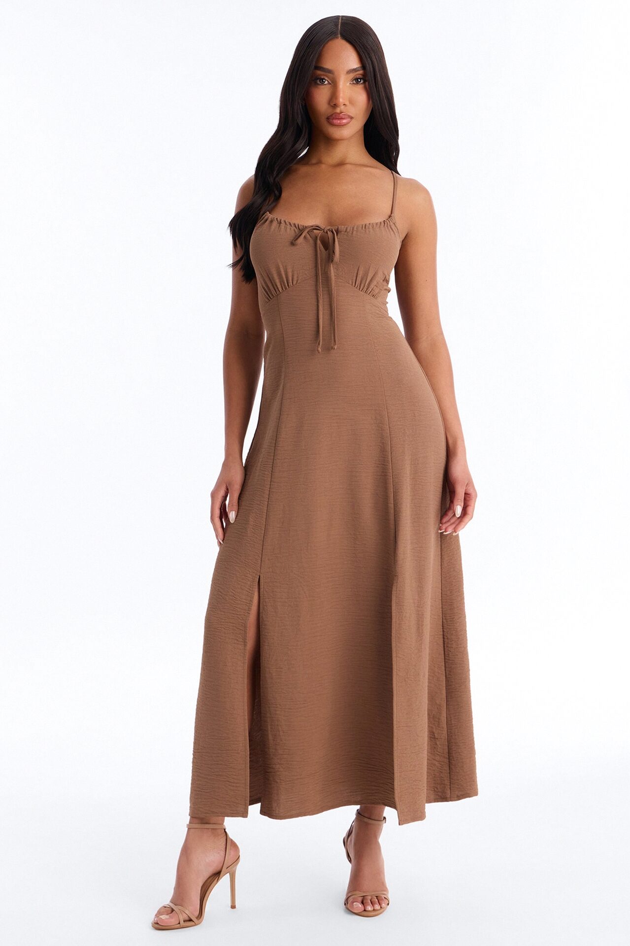 Sadie Sleeveless Airflow Maxi Dress - Brown