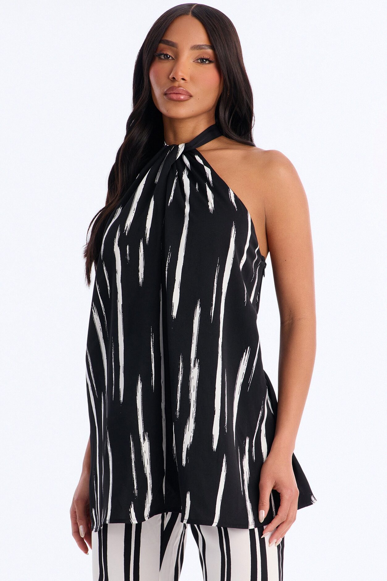 Mariyah Striped Wide Leg Jumpsuit - Black/White