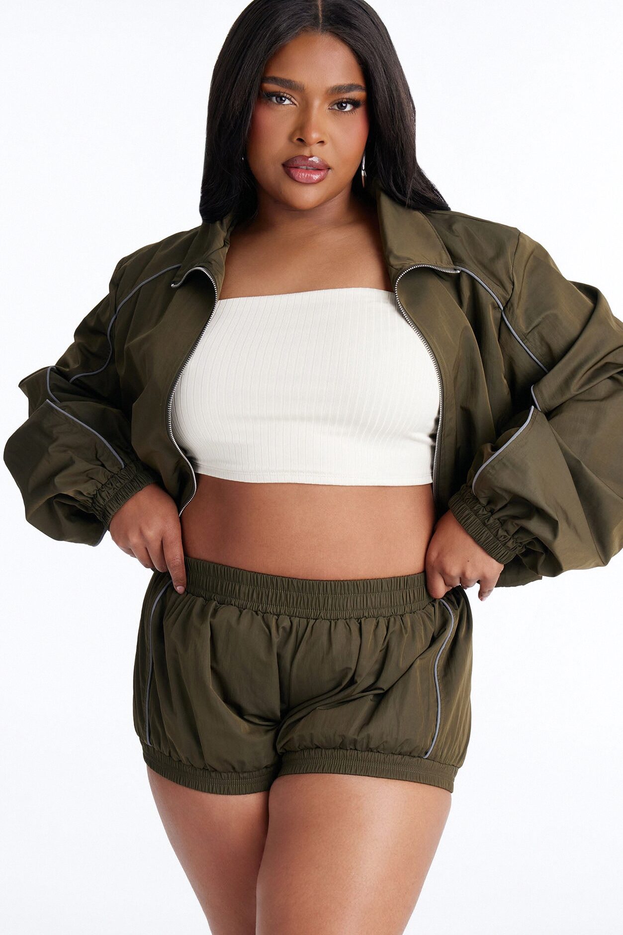 Make A Move Windbreaker Bloomer Shorts - Olive