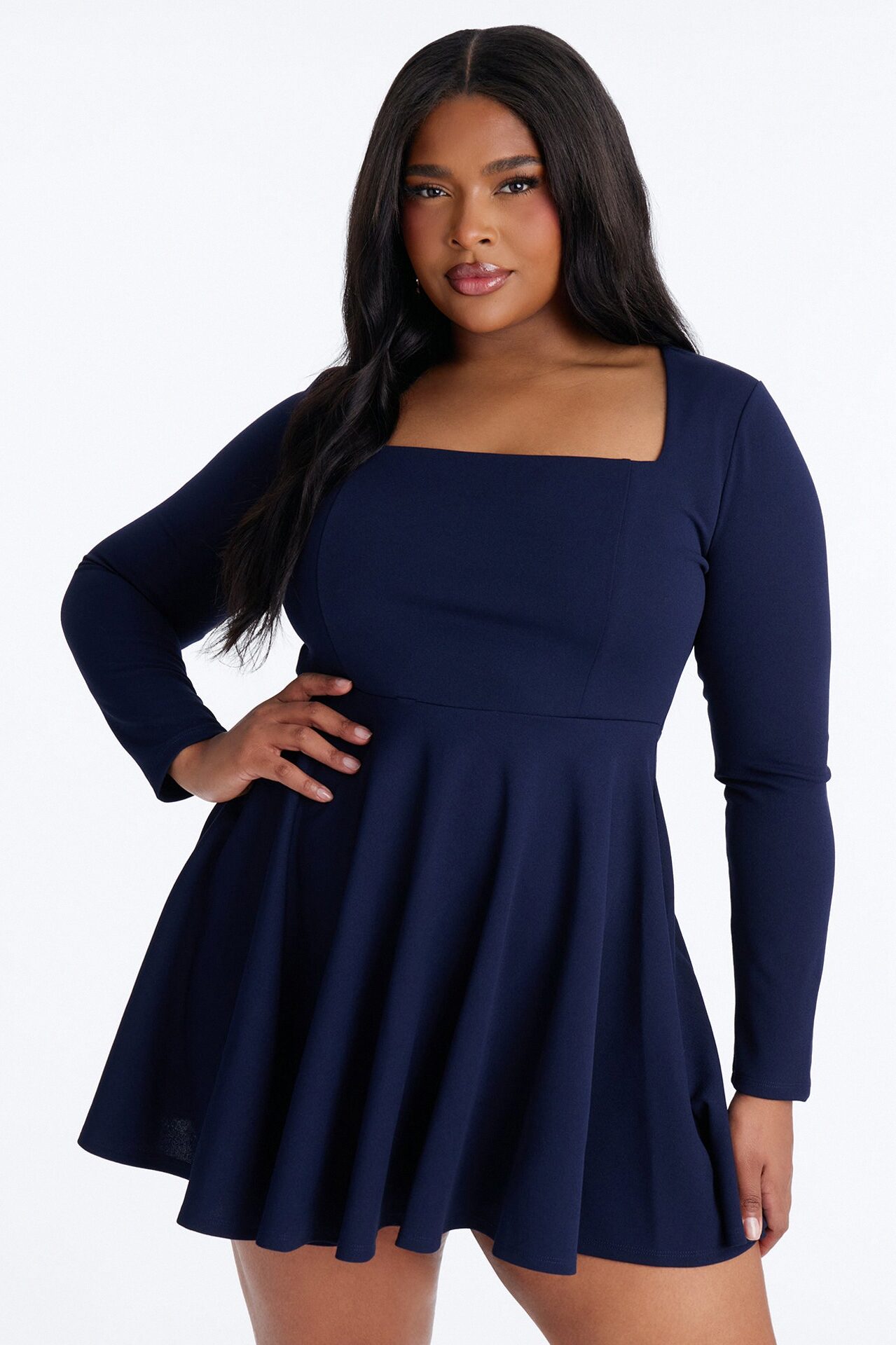 Alena Long Sleeve Mini Dress - Navy
