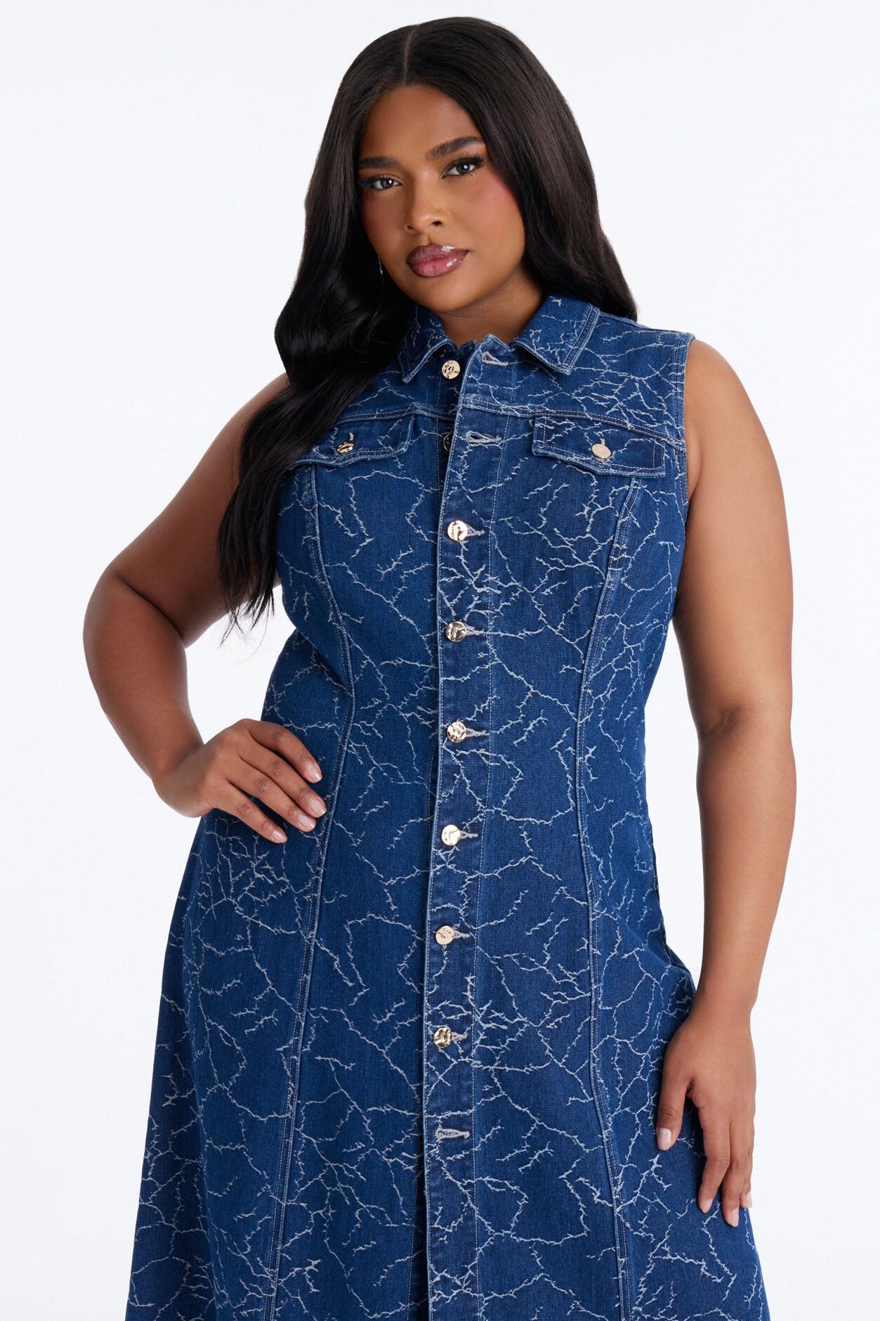 Safiya Denim Maxi Dress - Dark Wash