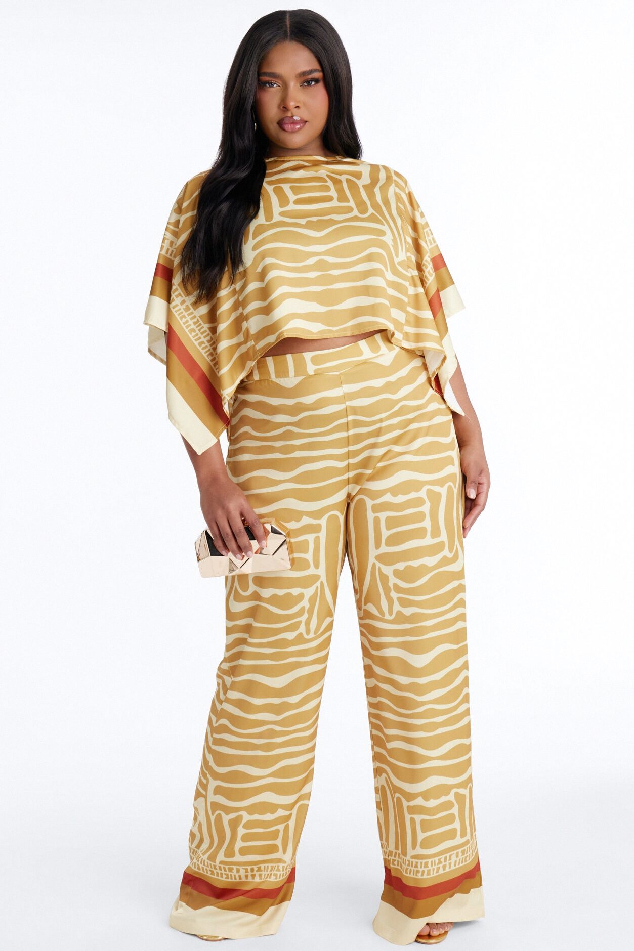 Sahara Sun Satin Pant Set - Gold