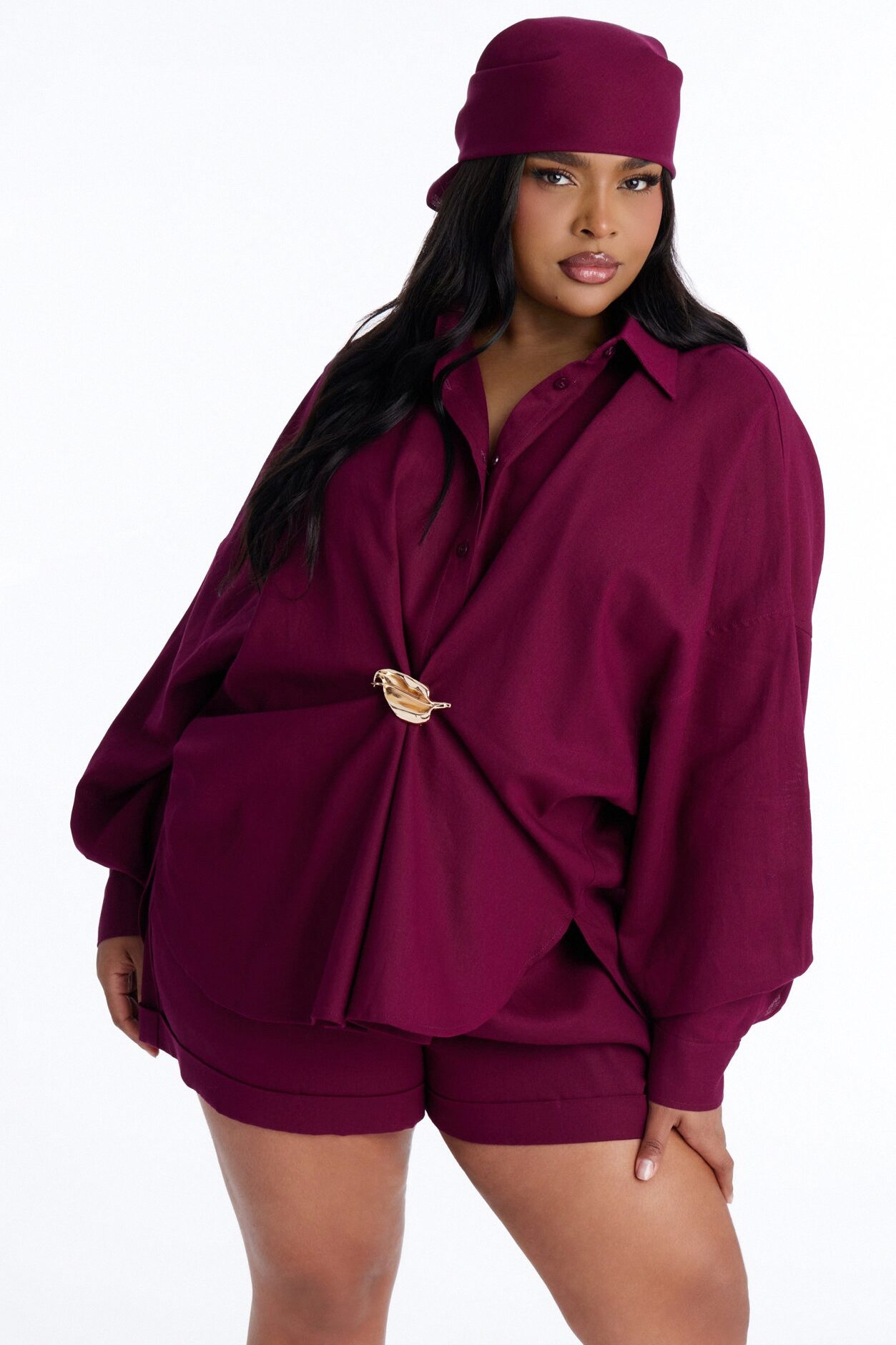 Dahlia 3 Piece Short Set - Plum