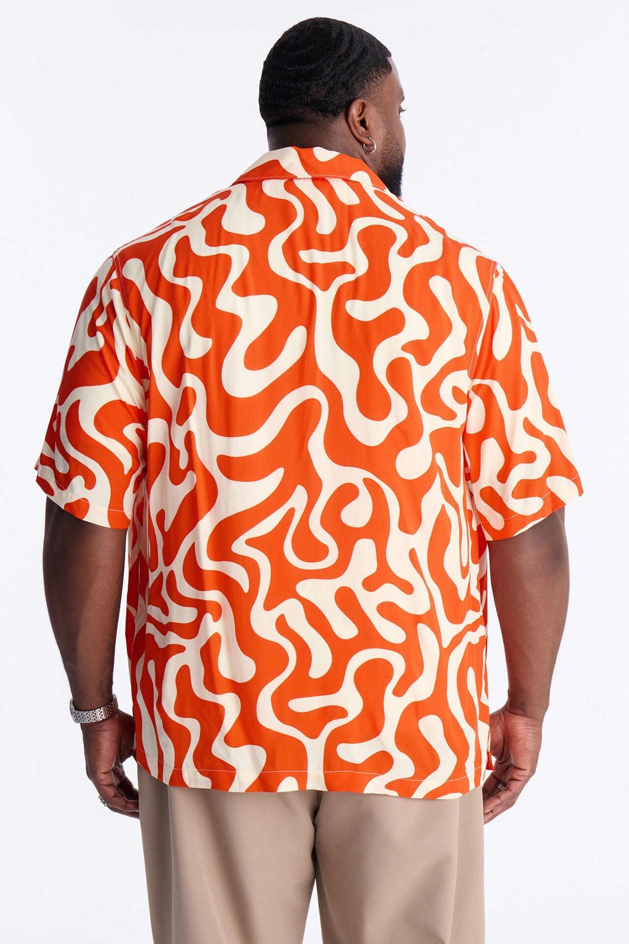 Bold Metric Cuban Shirt - Orange