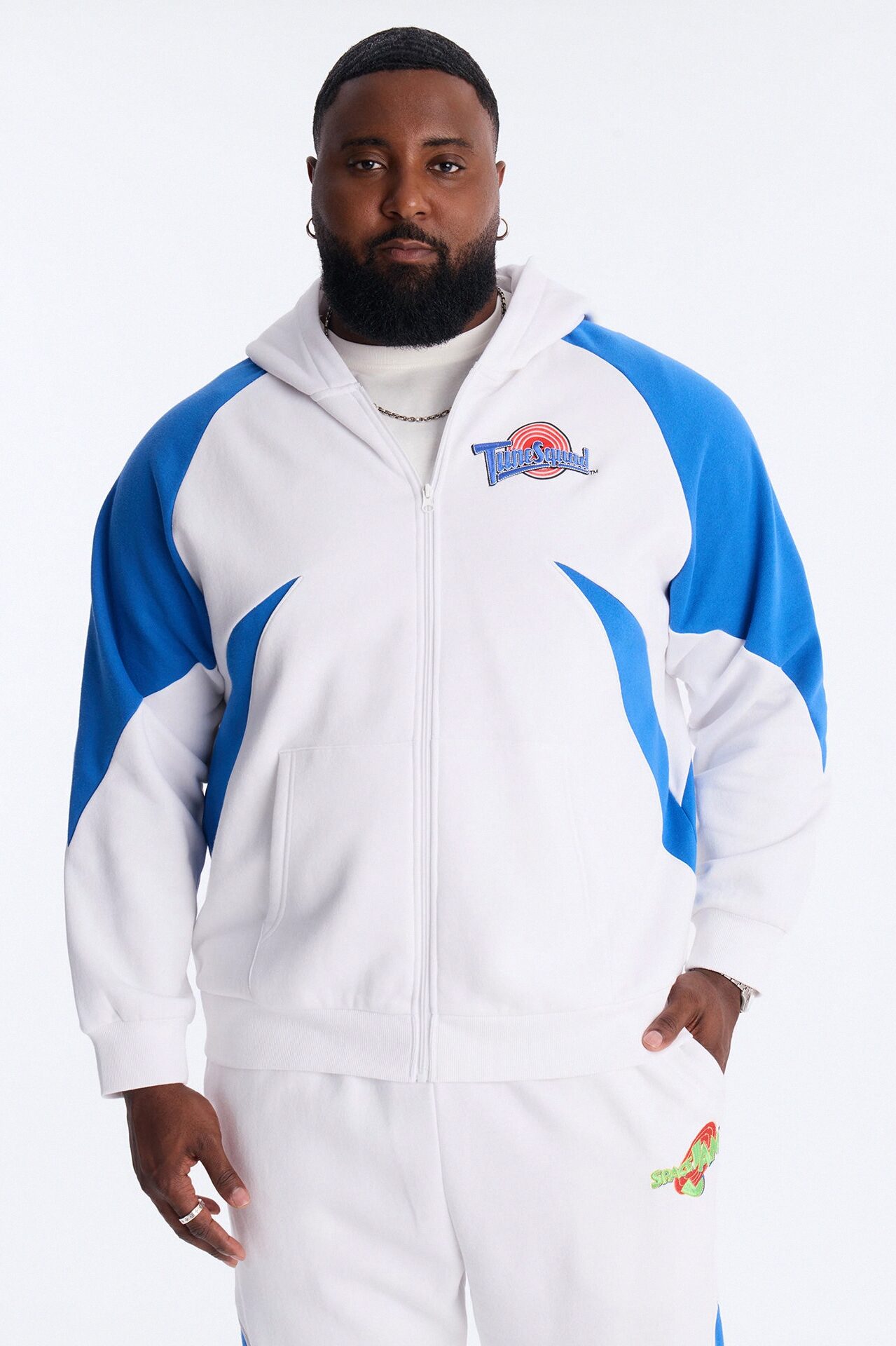 Space Jam Toon Squad Paneled Zip Up Hoodie - White