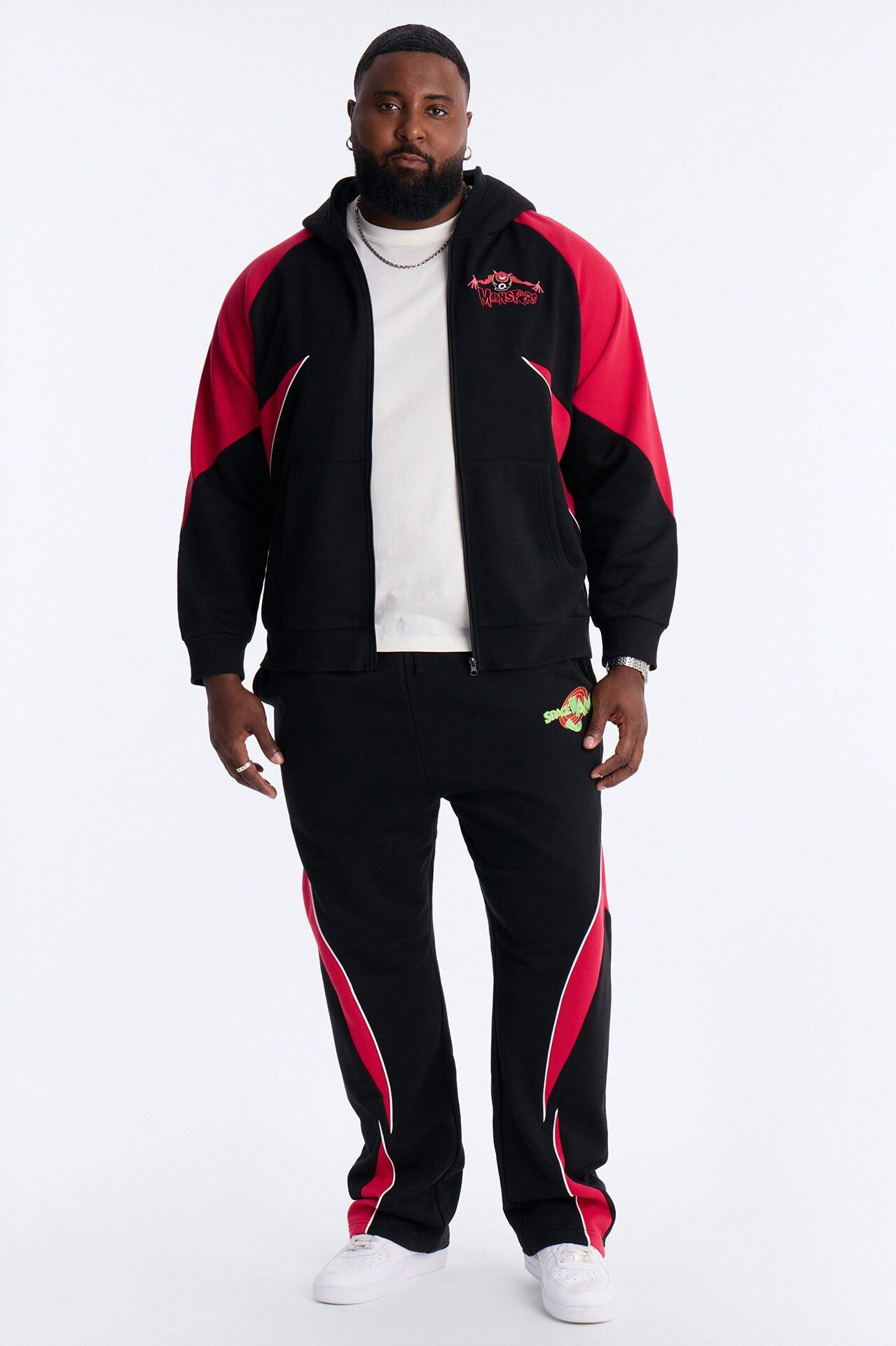 Space Jam Monstars Defense Paneled Zip Up Hoodie - Black