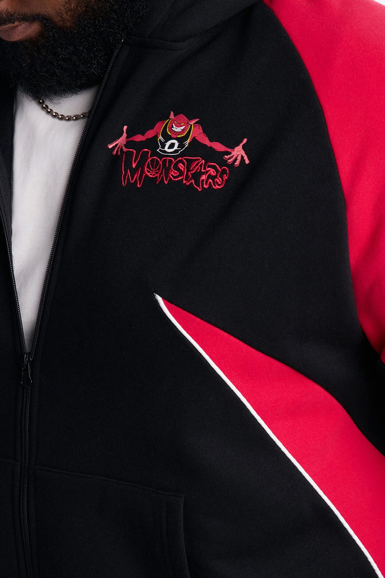 Space Jam Monstars Defense Paneled Zip Up Hoodie - Black