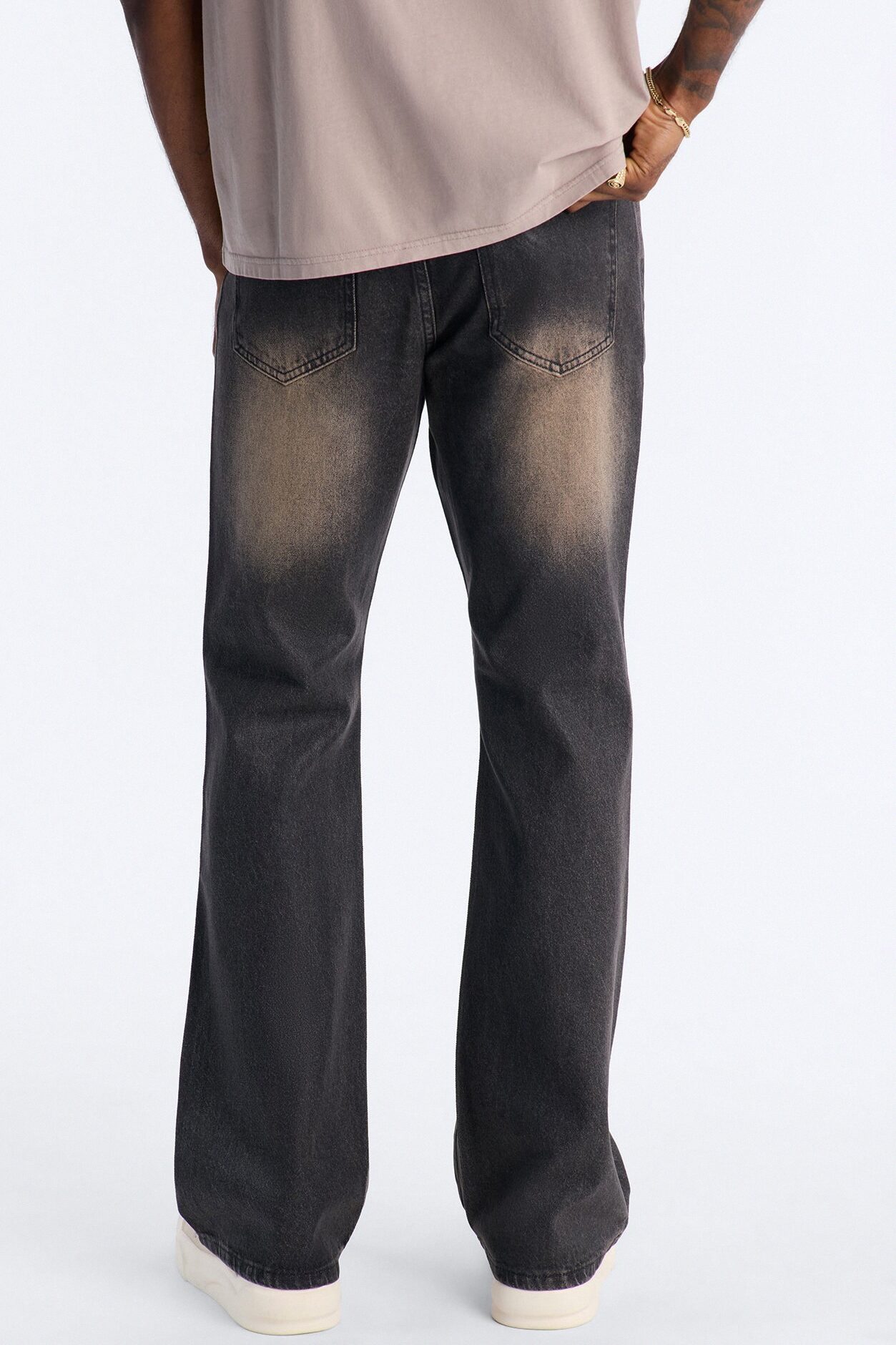 Stacked Slim Flare Waxed Stealth Jean - Black Wash