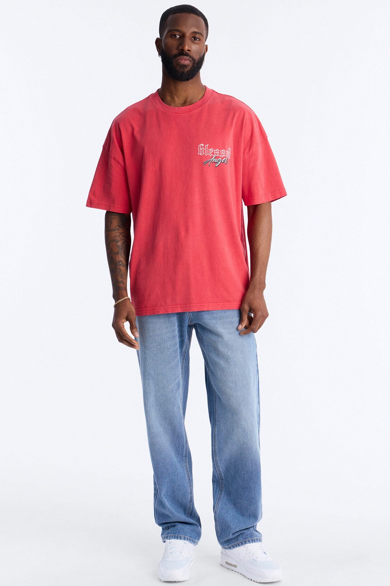 Blessed Angel Oversized Short Sleeve Tee - Red