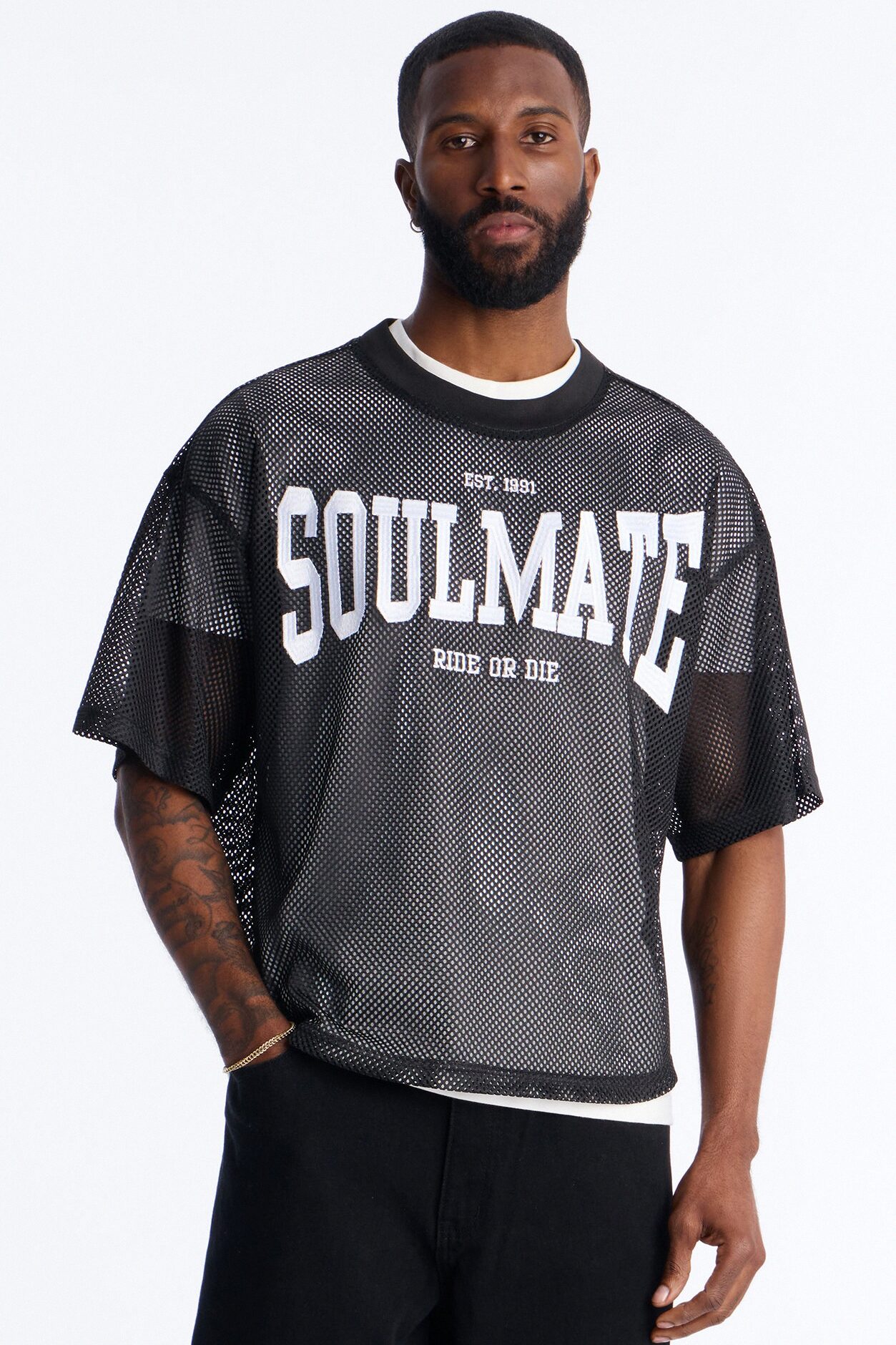 Soulmate Open Hole Mesh Top - Black