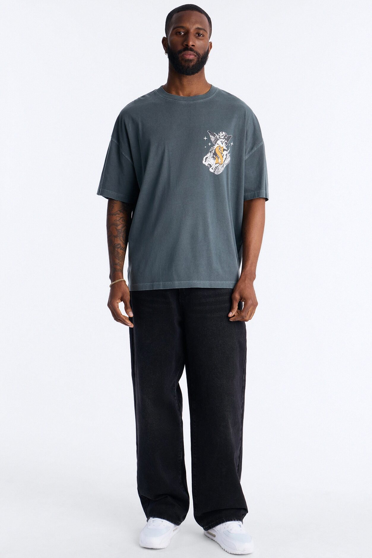 Protect Your Money Flow Oversized Short Sleeve Tee - Grey