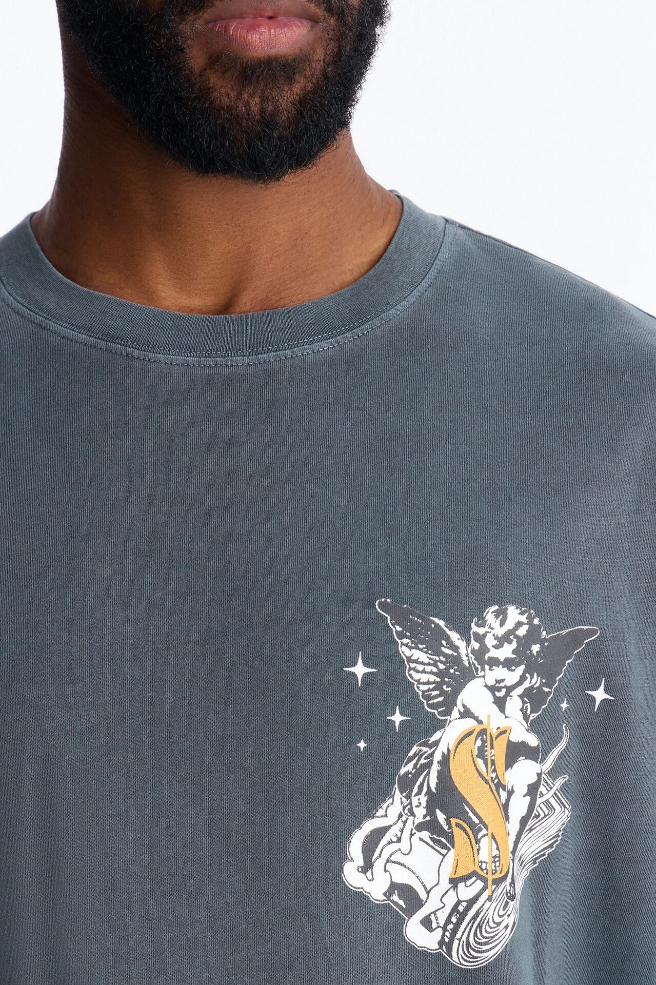 Protect Your Money Flow Oversized Short Sleeve Tee - Grey