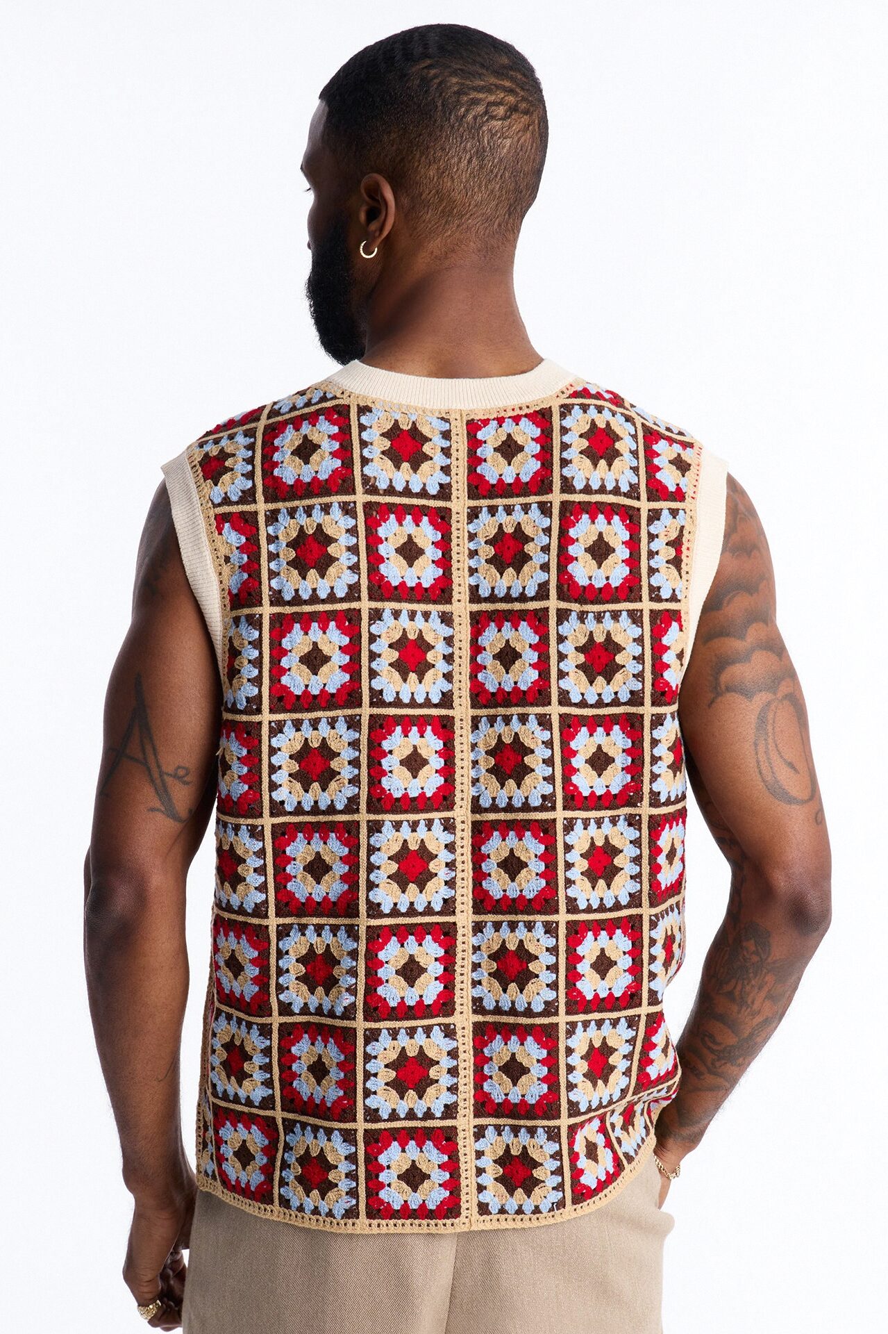Square One Sweater Vest - Burgundy/combo