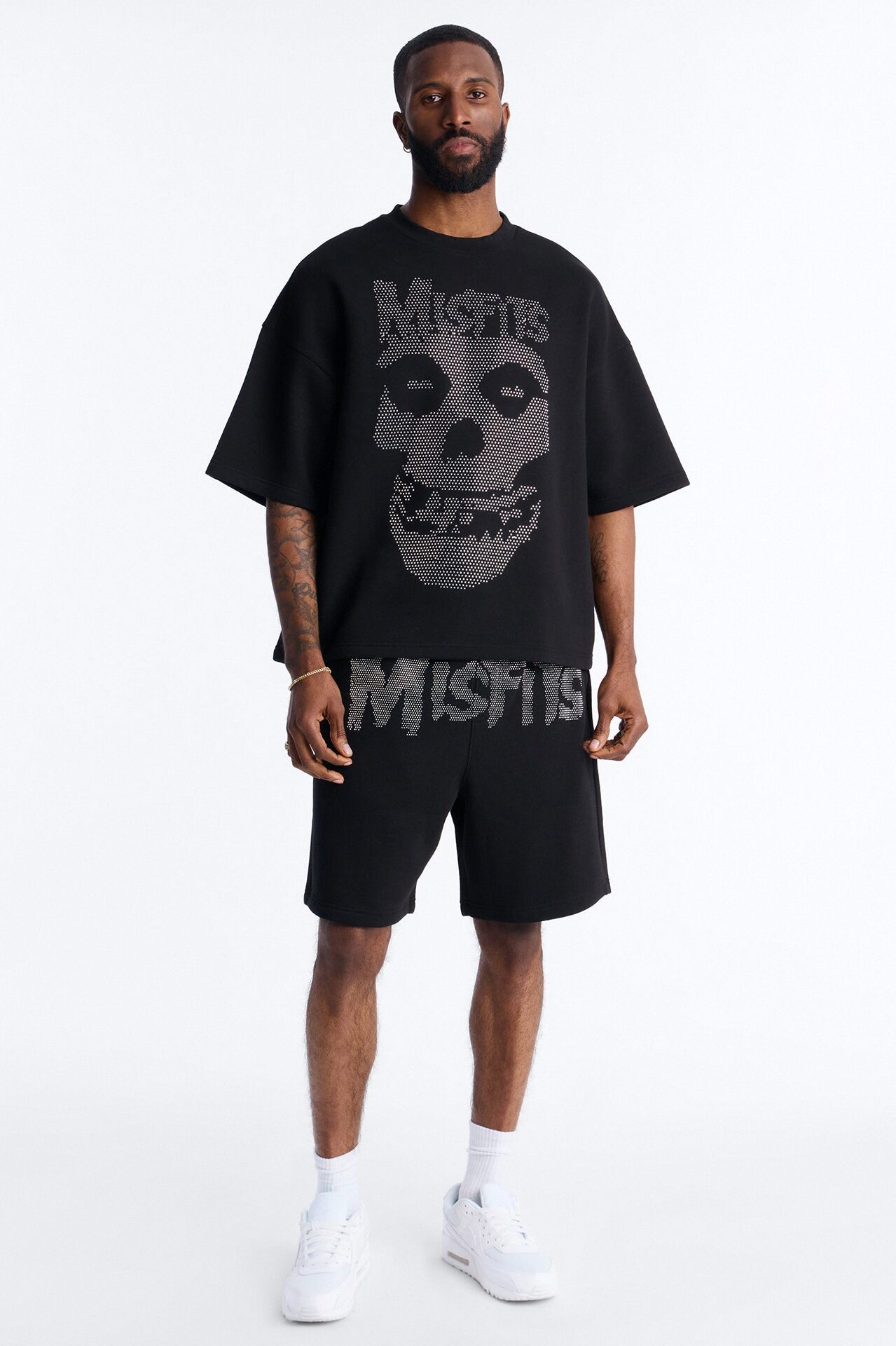MIsfits Rhinestone Oversized Fleece Tee - Black