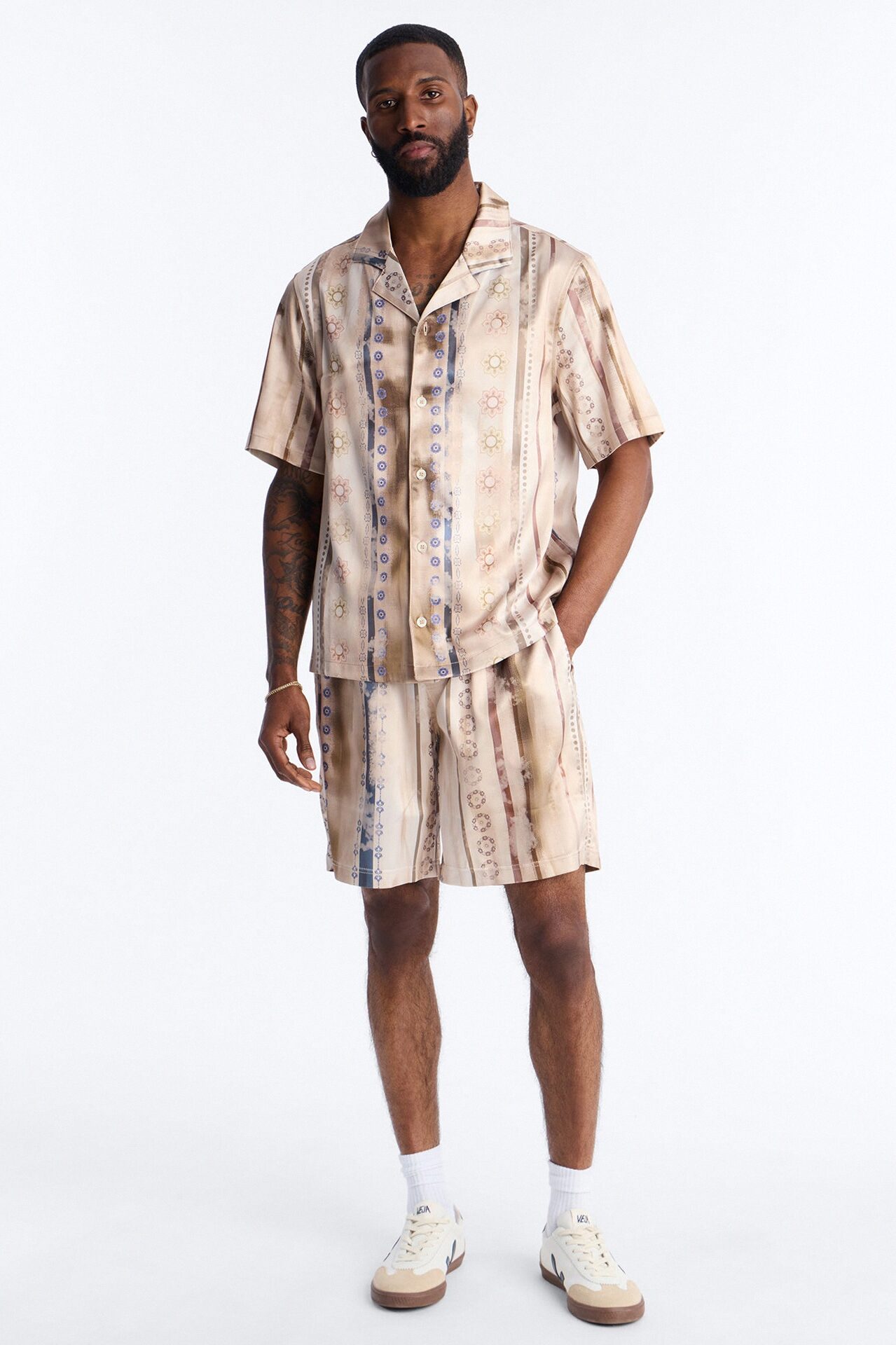 Rosewood Cuban Collar Button Up Shirt - Brown