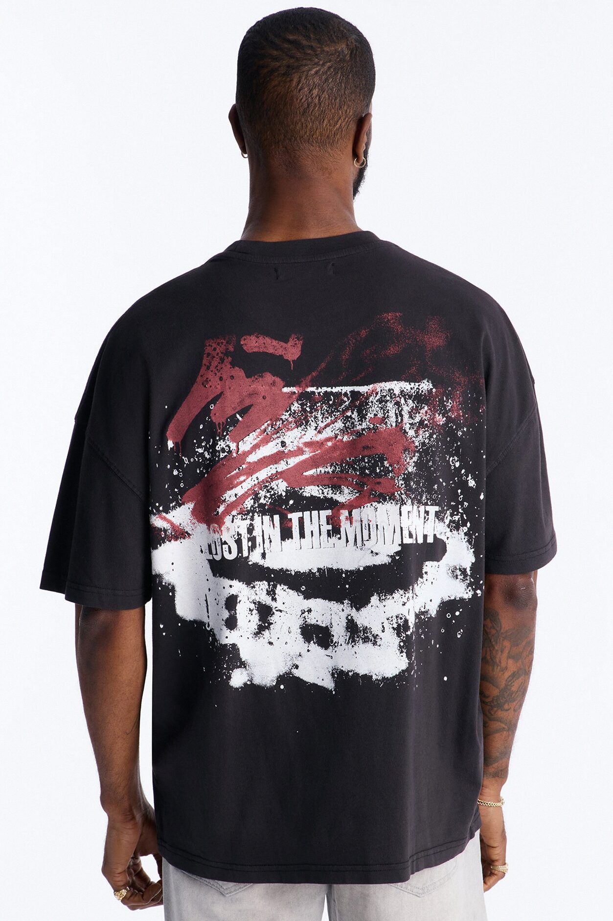 Lost In The Moment Oversized Short Sleeve Tee - Black Wash