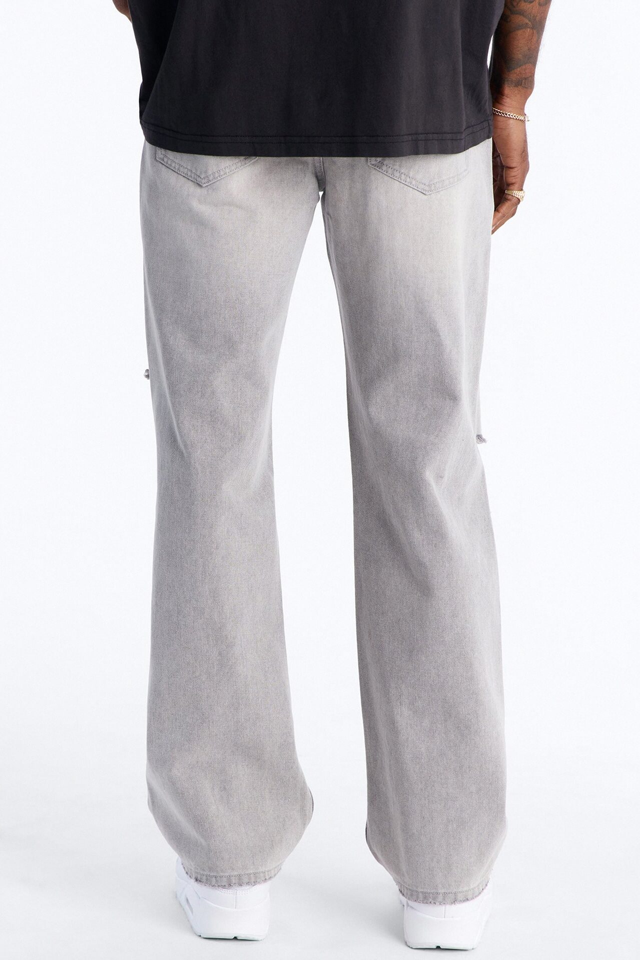 Essential Destroyed Straight Rigid Jean - Grey