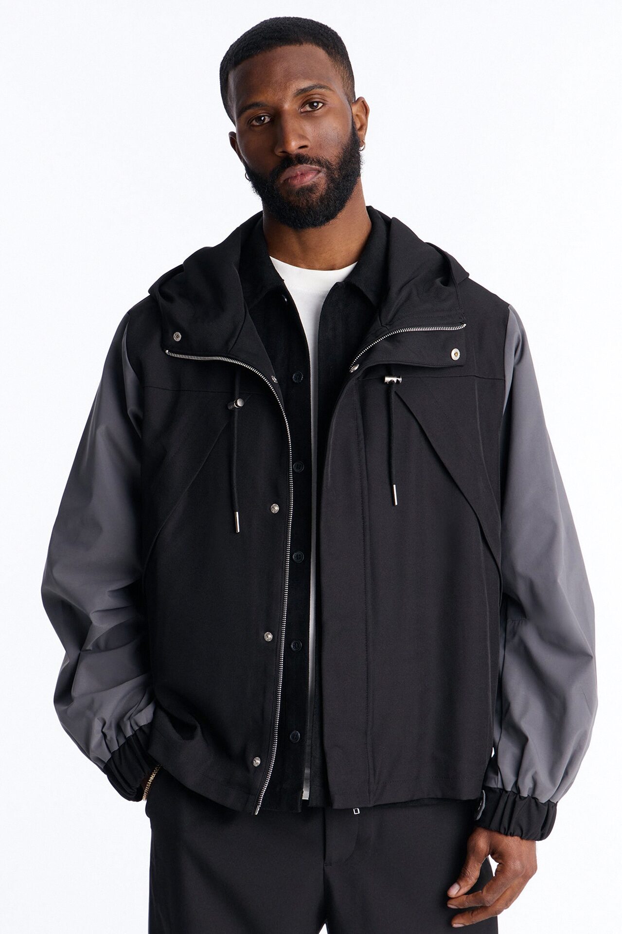Oversized Montalvo Mixed Worlds Shirt Jacket - Black