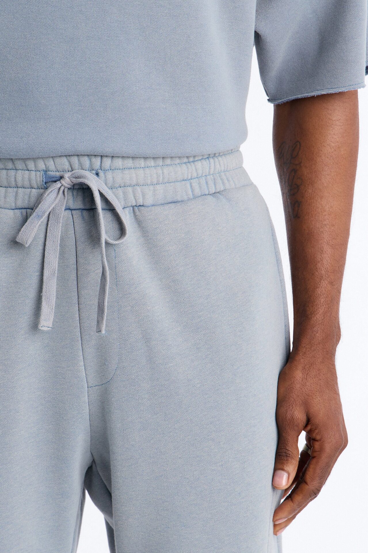 Washed Raw Edge Flare Sweatpant - Slate Blue