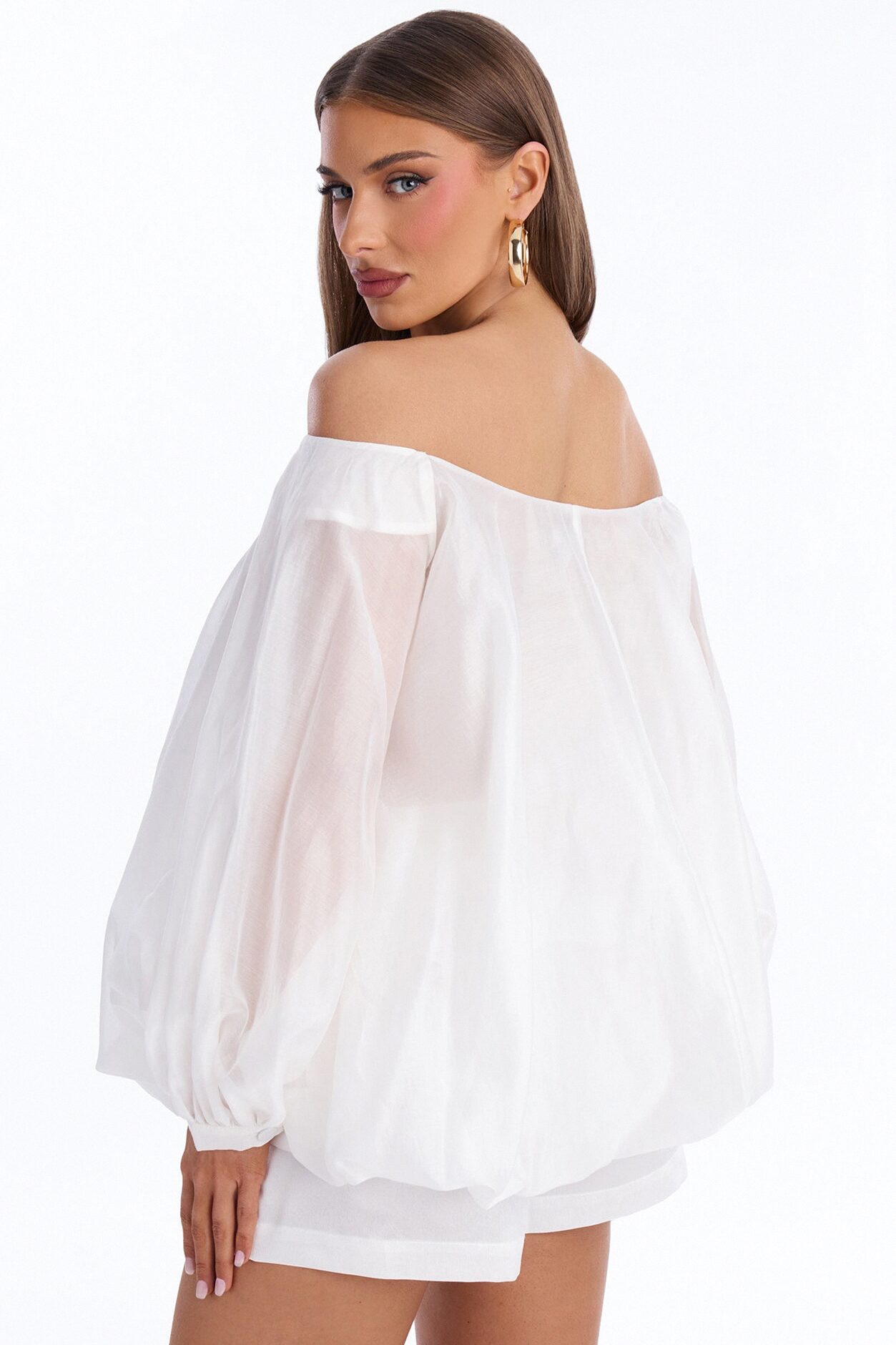 Down To Earth Off Shoulder Short Set - White