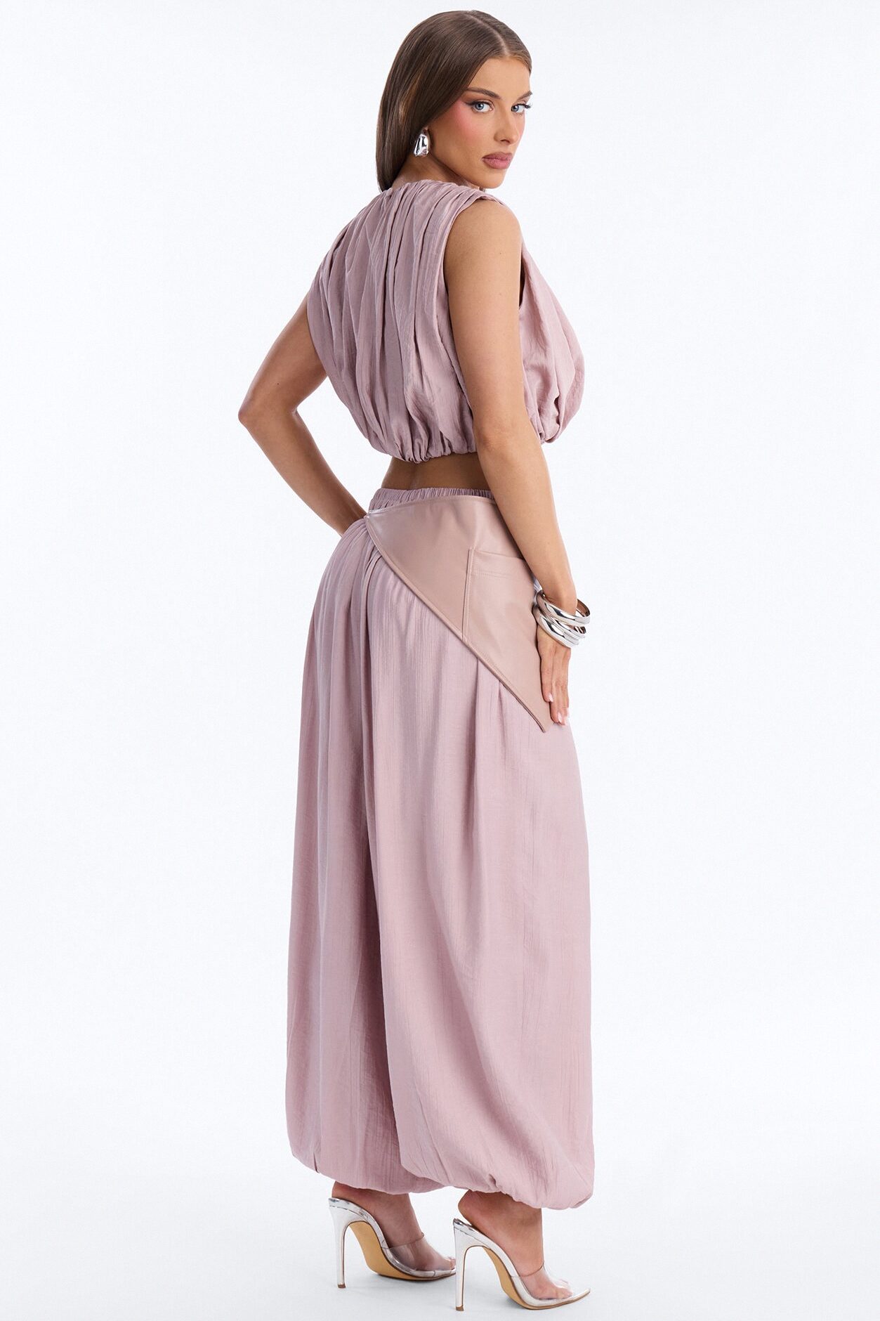 Kristina 3 Piece Balloon Pant Set - Mauve