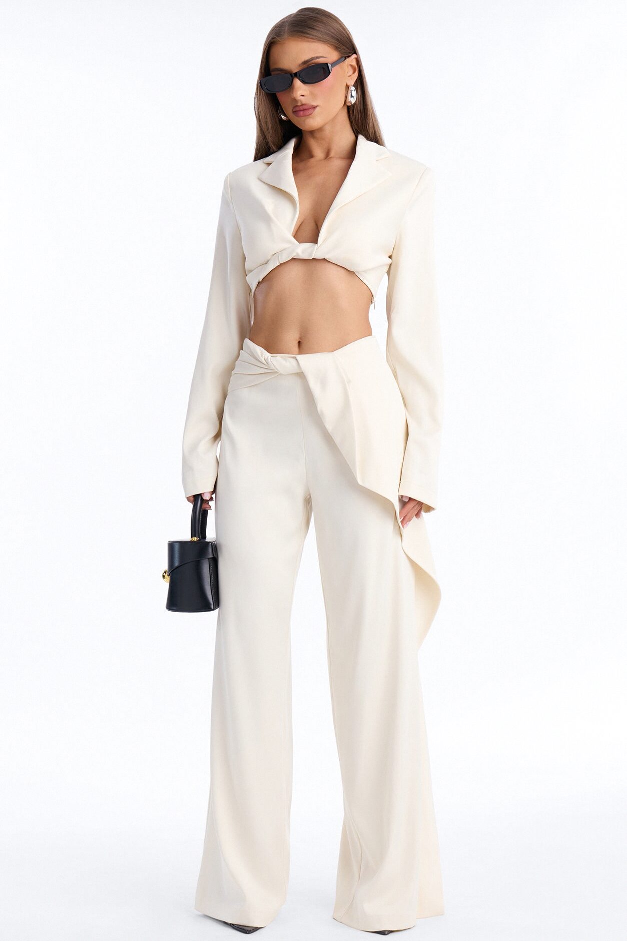 Twist My Intentions Blazer Pant Set - Cream