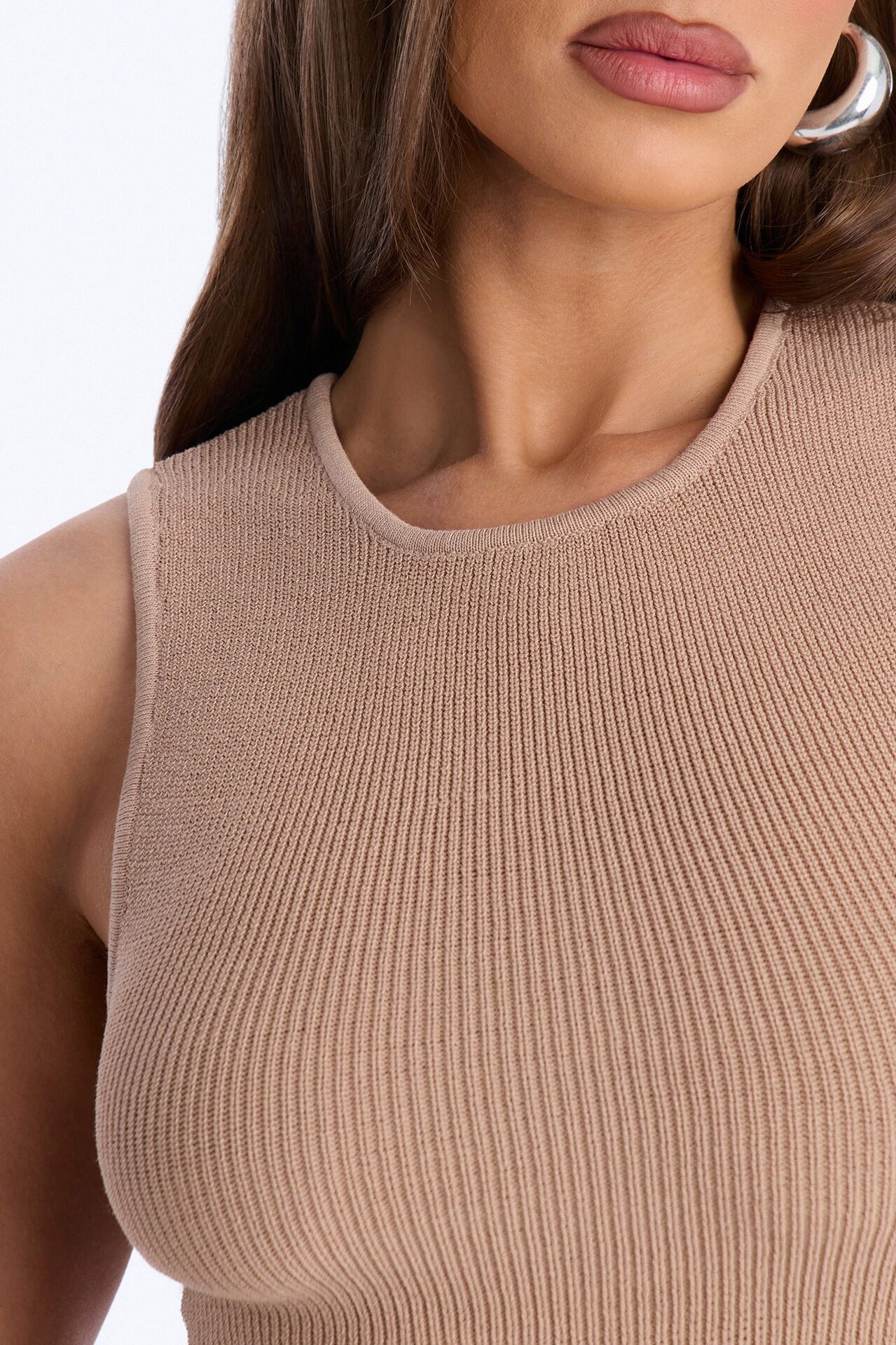 Just Enough Sweater Tank Top - Taupe