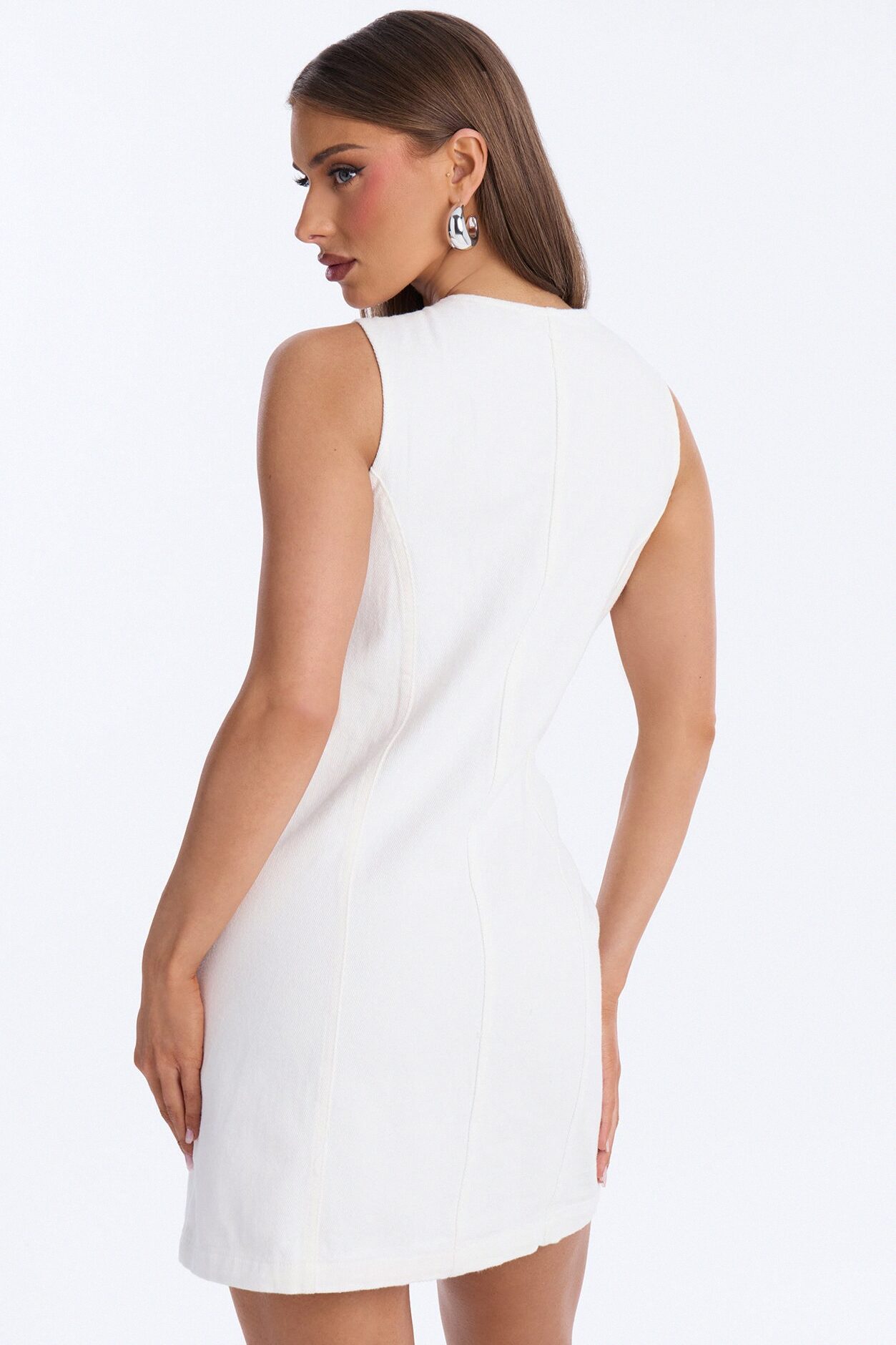 Adalynn Sleeveless Denim Mini Dress - White