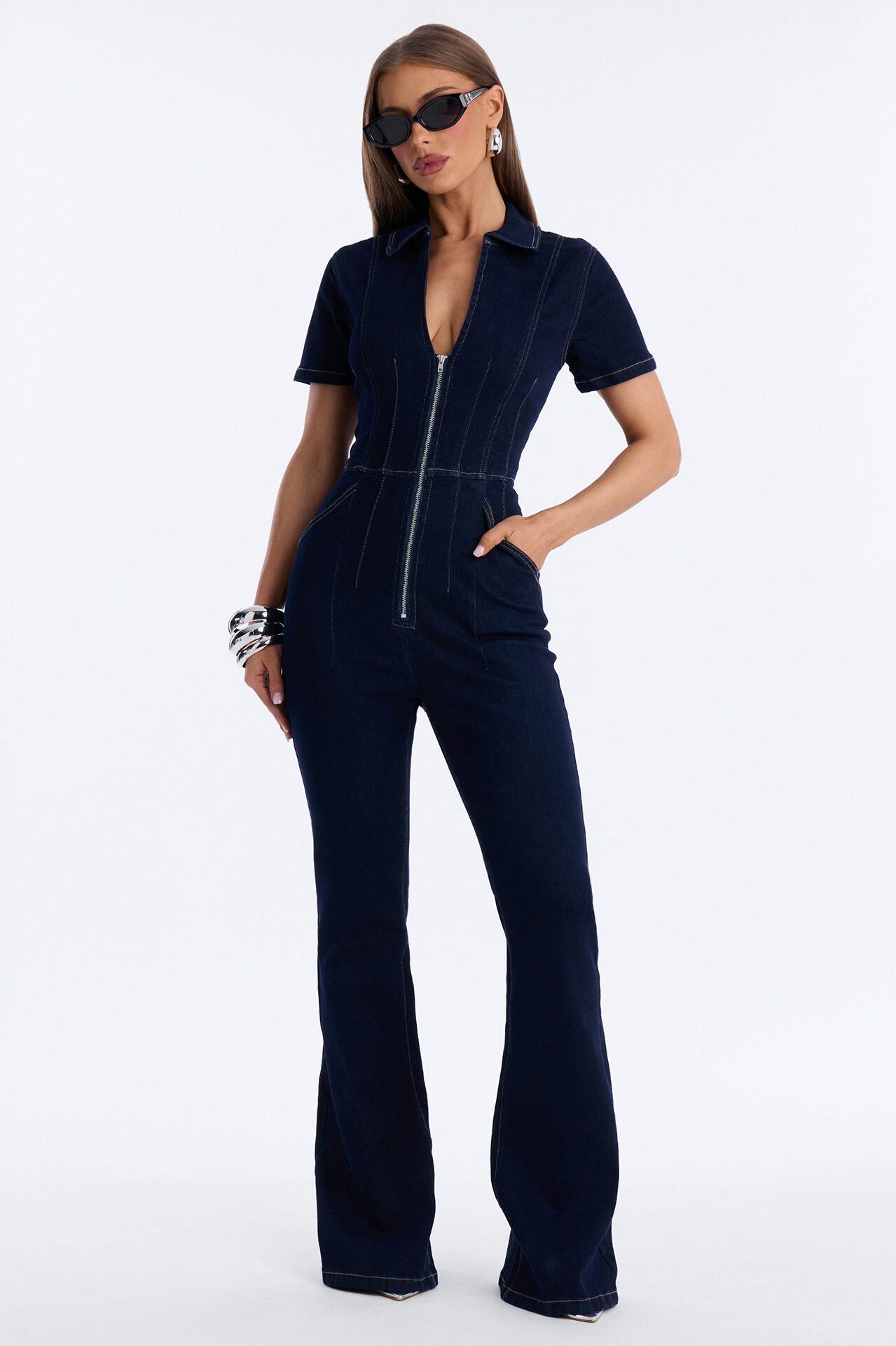 Can't Be Tamed Denim Jumpsuit - Dark Wash