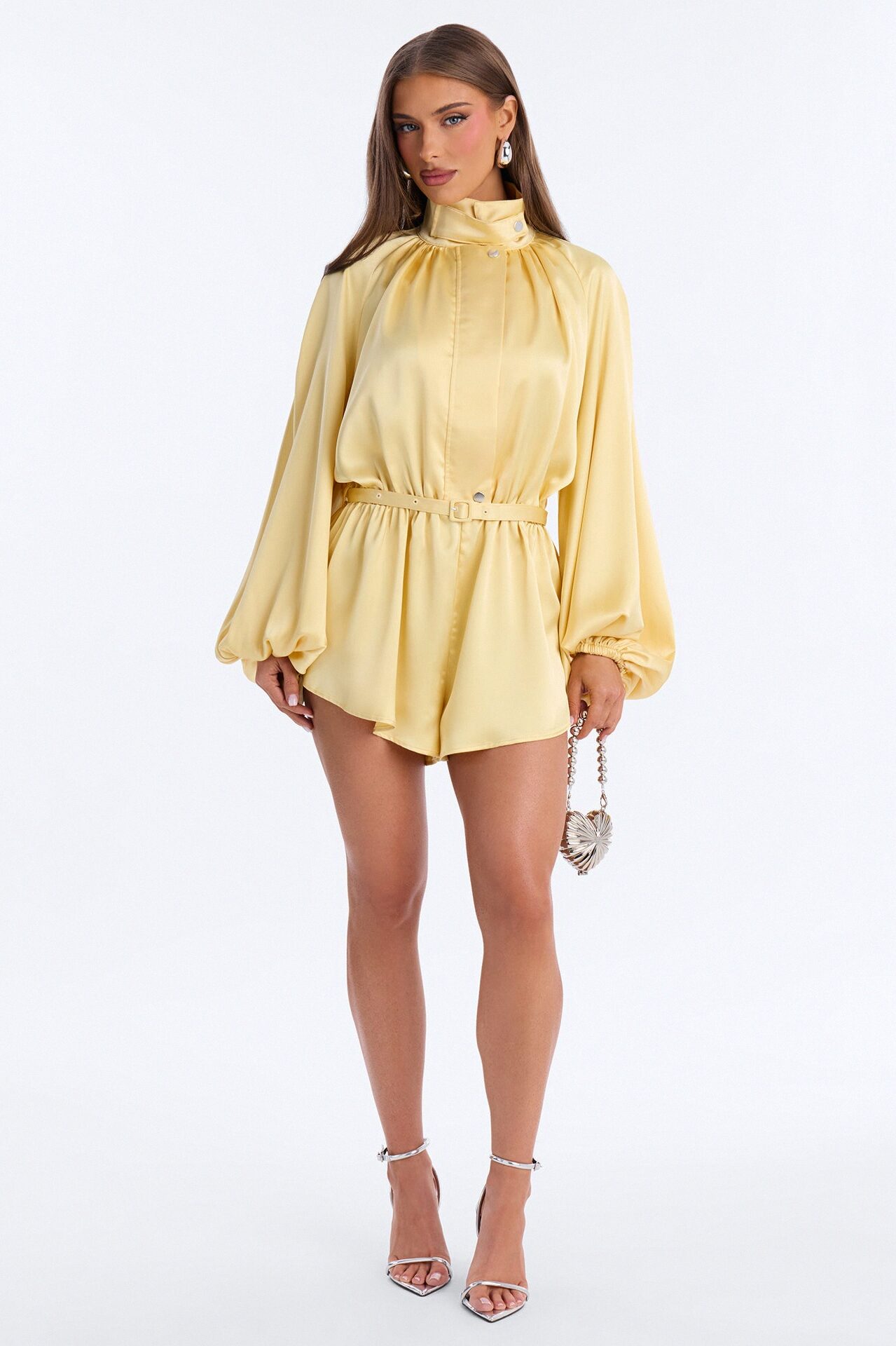 Sia Satin Collar Romper - Yellow