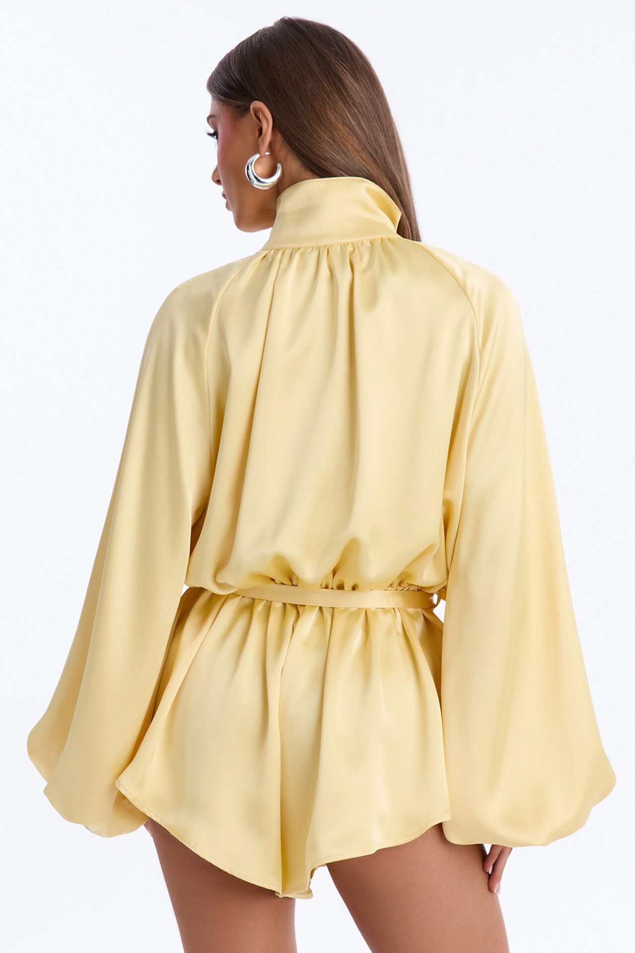 Sia Satin Collar Romper - Yellow