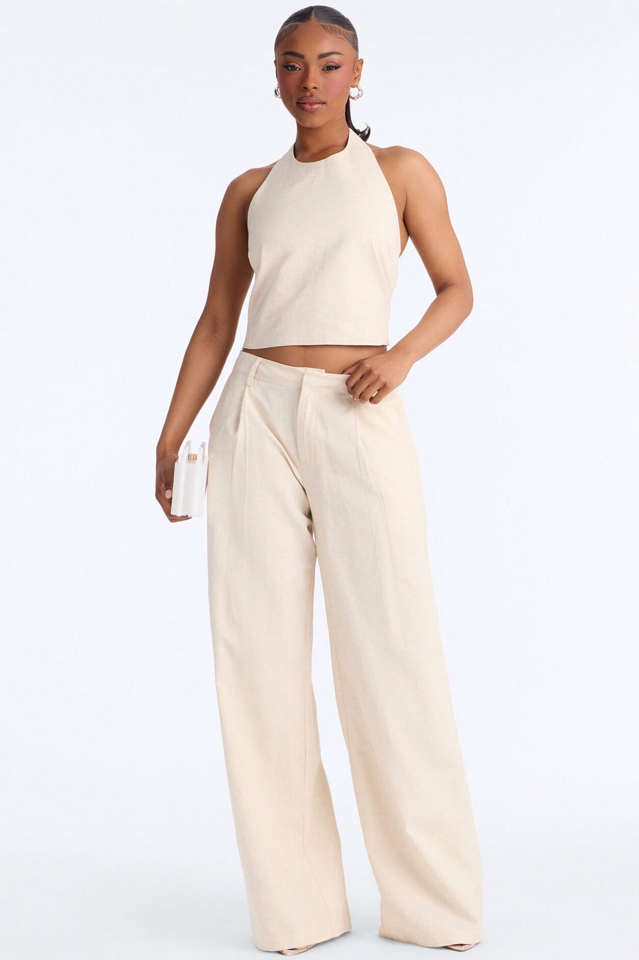 Ocean Breeze Linen Low Rise Pant 33″ - Stone