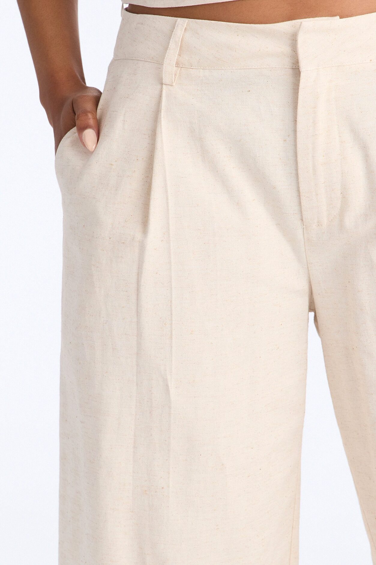 Ocean Breeze Linen Low Rise Pant 33″ - Stone