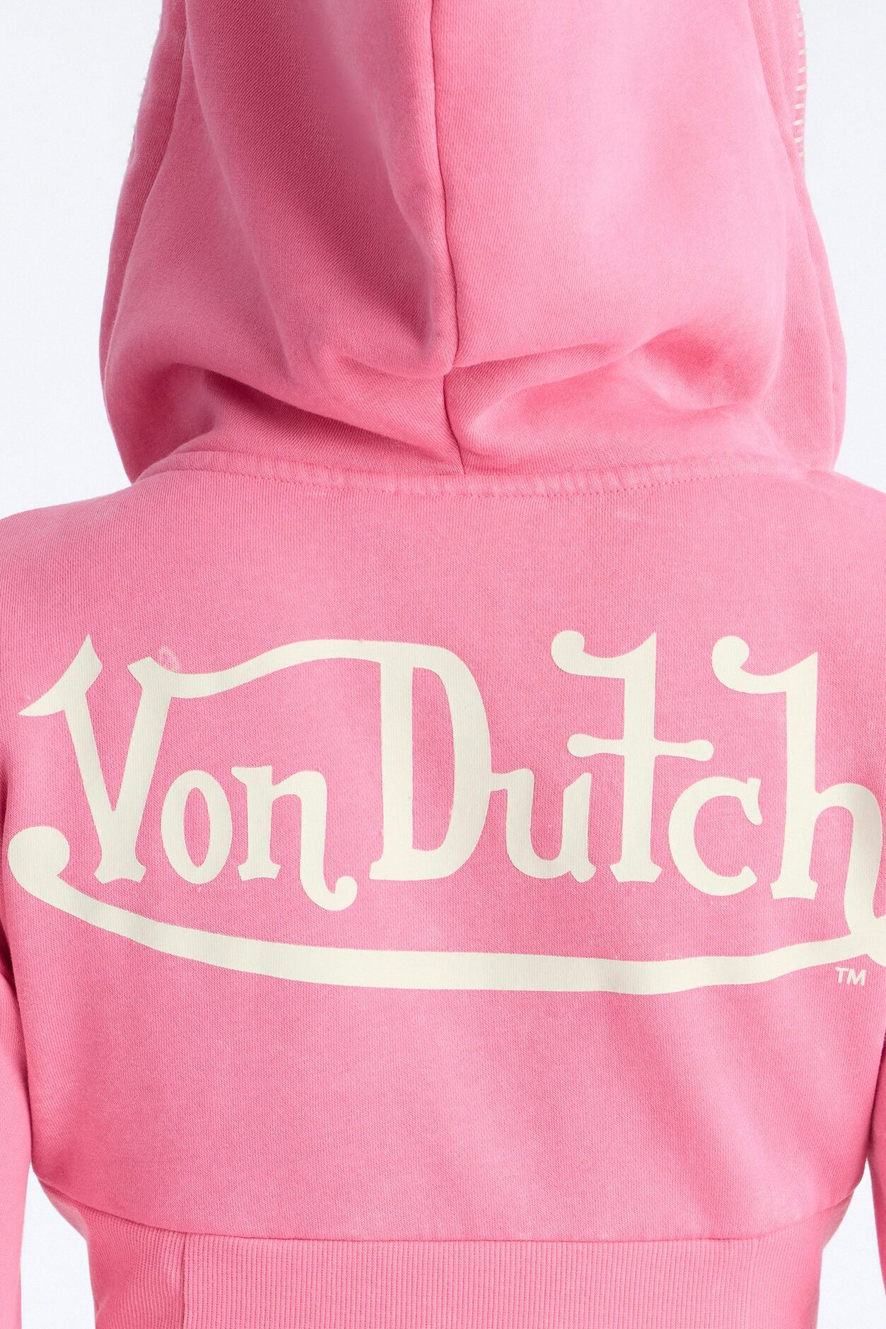 Von Dutch Washed Faded Love Zip Up Sweatshirt - Pink