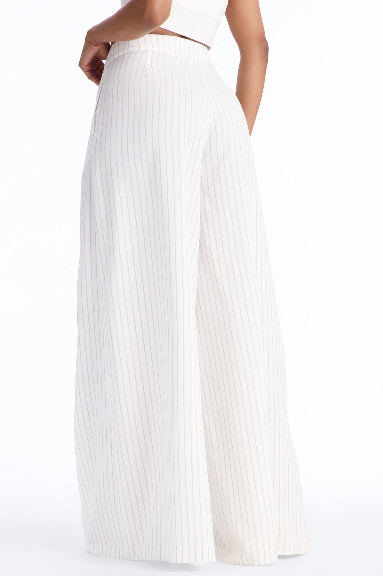 Catch A Break Pinstripe Wide Leg Pant 33″ - White/Black