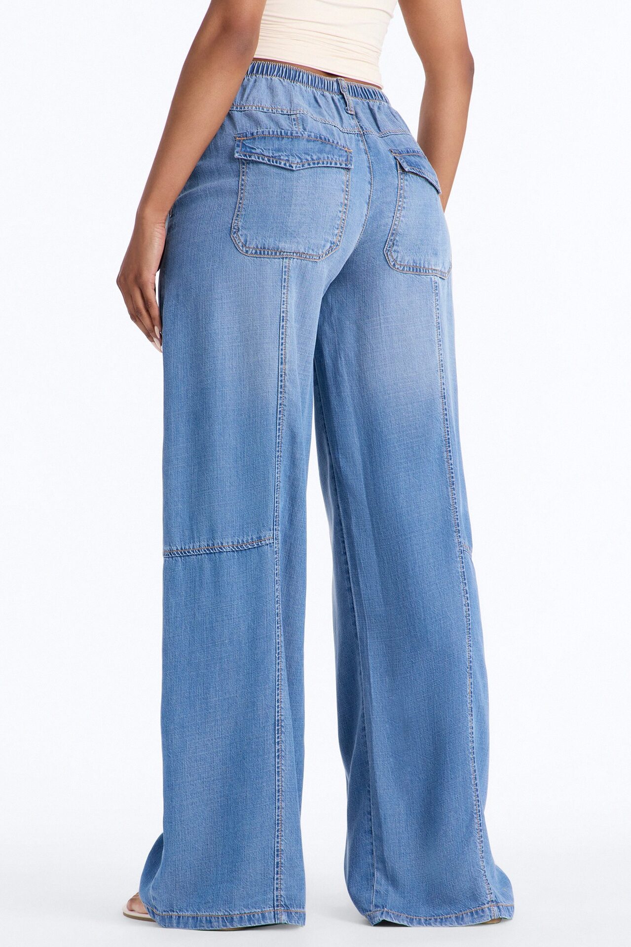 Travel Far Tie Waist Drapey Loose Jeans - Medium Wash