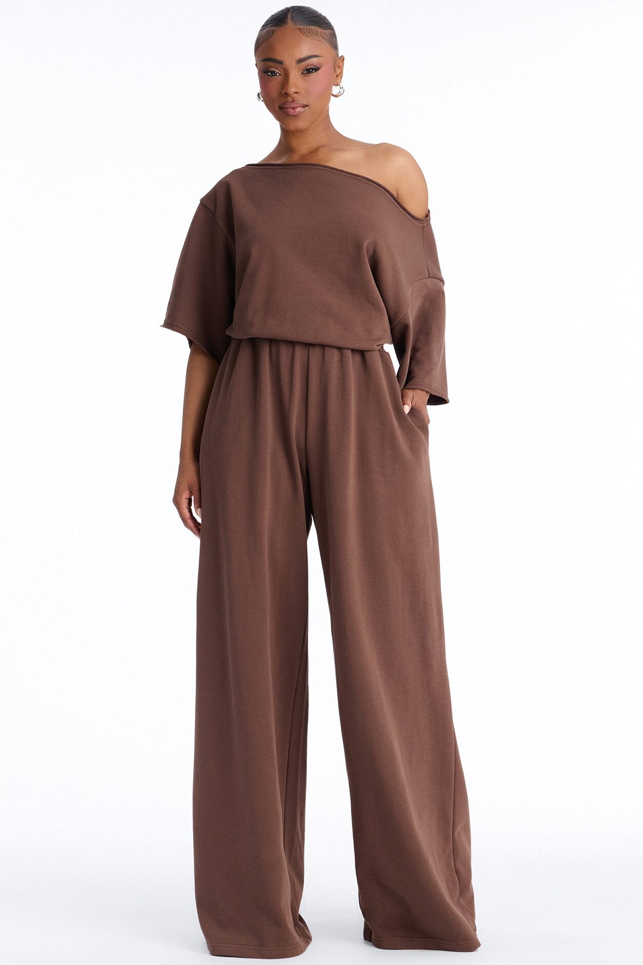 Sunday Lounge Wide Leg Jumpsuit - Chocolate