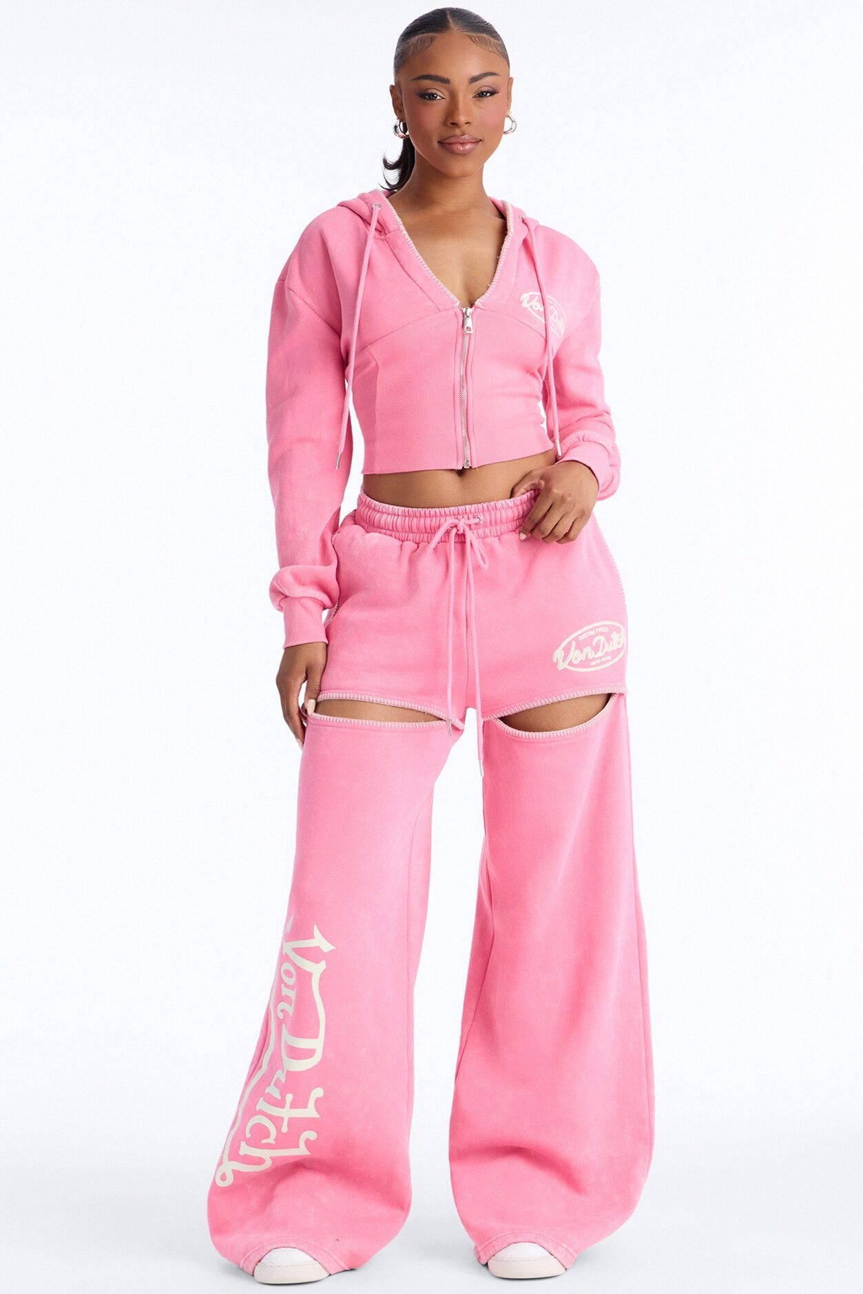 Von Dutch Washed Faded Love Pants - Pink