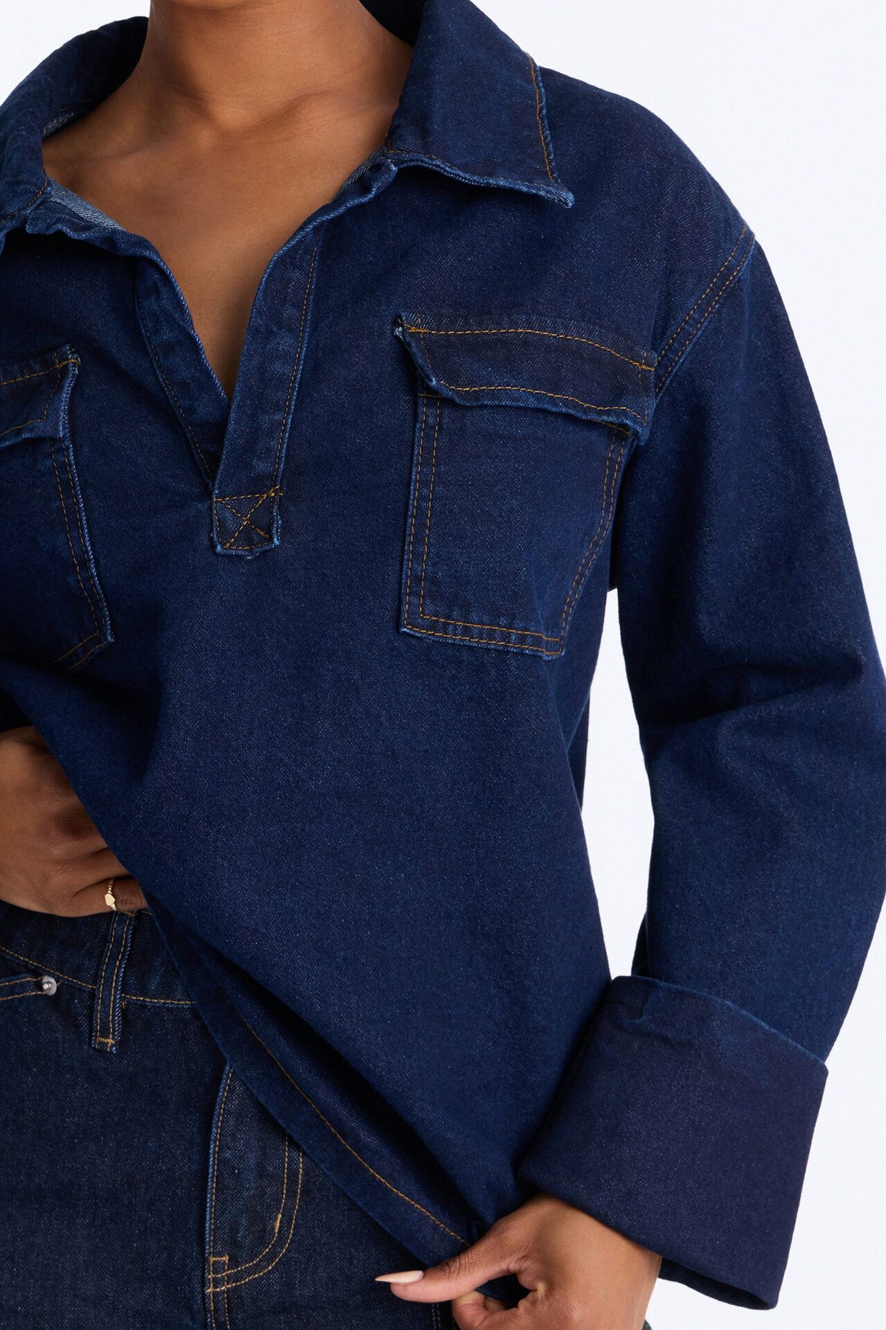 Misty Oversized Denim Top - Dark Wash