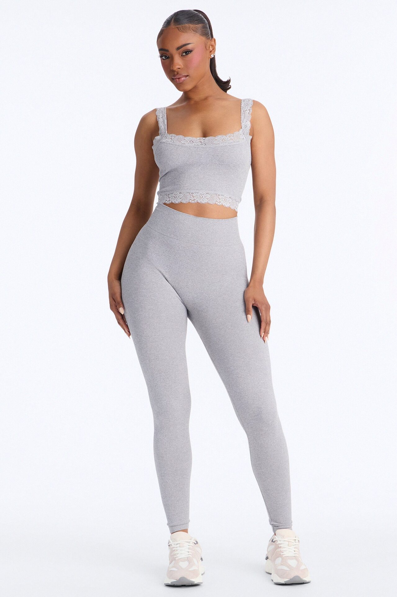 Sculpted Power Seamless Legging Set - Light Grey