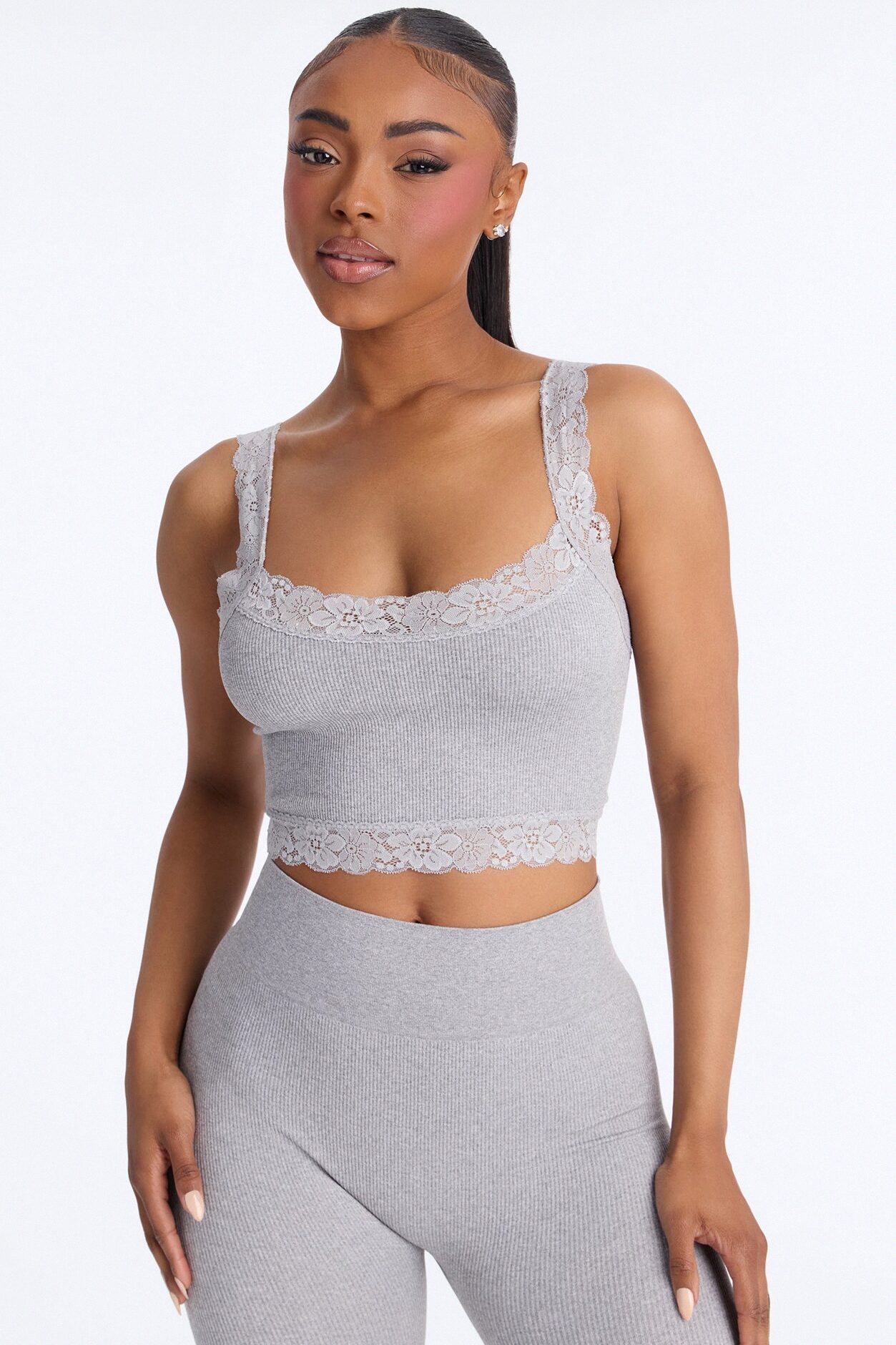 Sculpted Power Seamless Legging Set - Light Grey