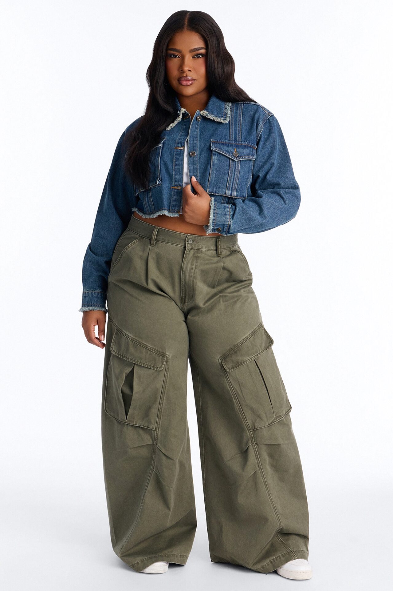 Higher Up Cropped Denim Jacket - Medium Wash