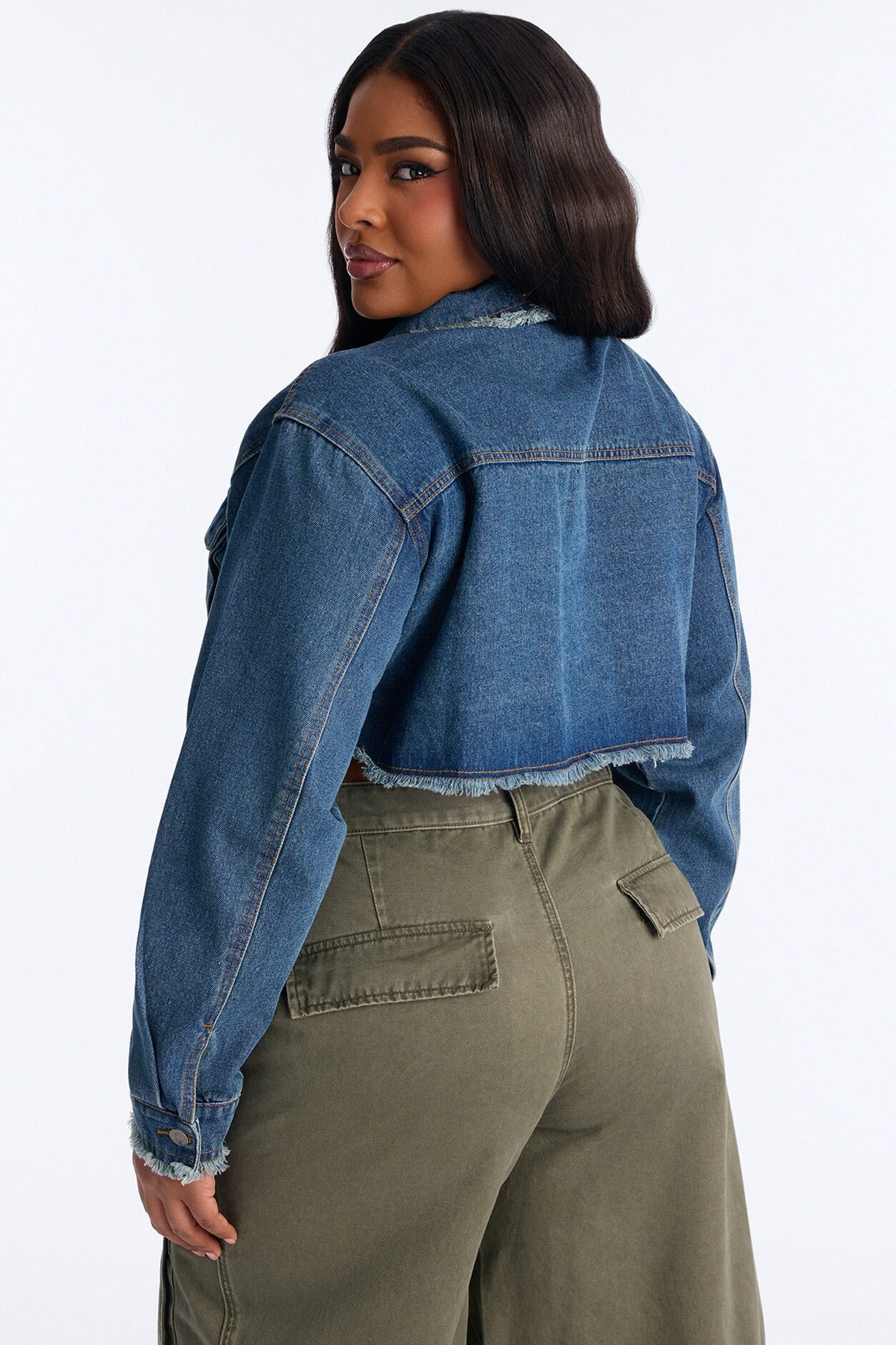 Higher Up Cropped Denim Jacket - Medium Wash