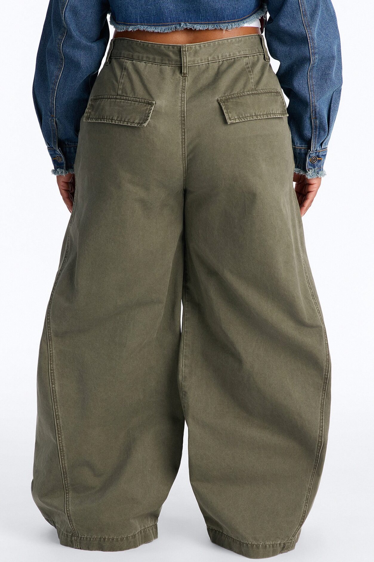 Destiny High Rise Wide Leg Cargo Pant 33″ - Olive