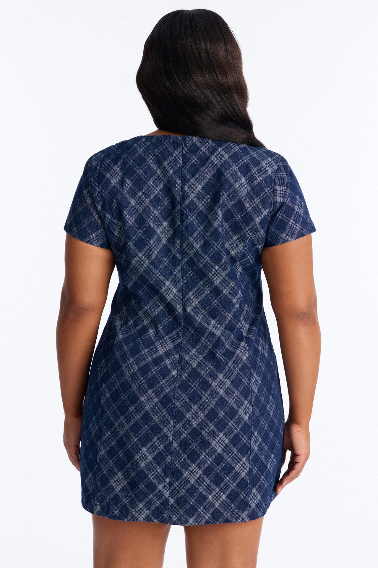Camila Plaid Denim Mini Dress - Denim