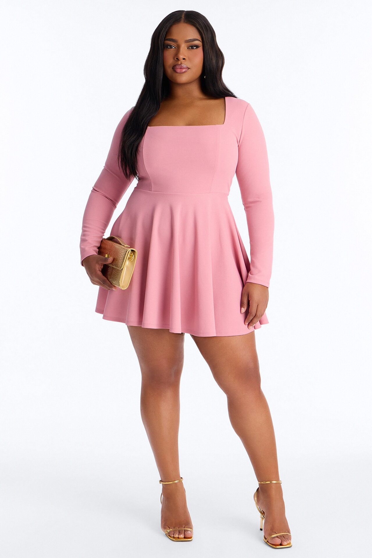 Alena Long Sleeve Mini Dress - Mauve