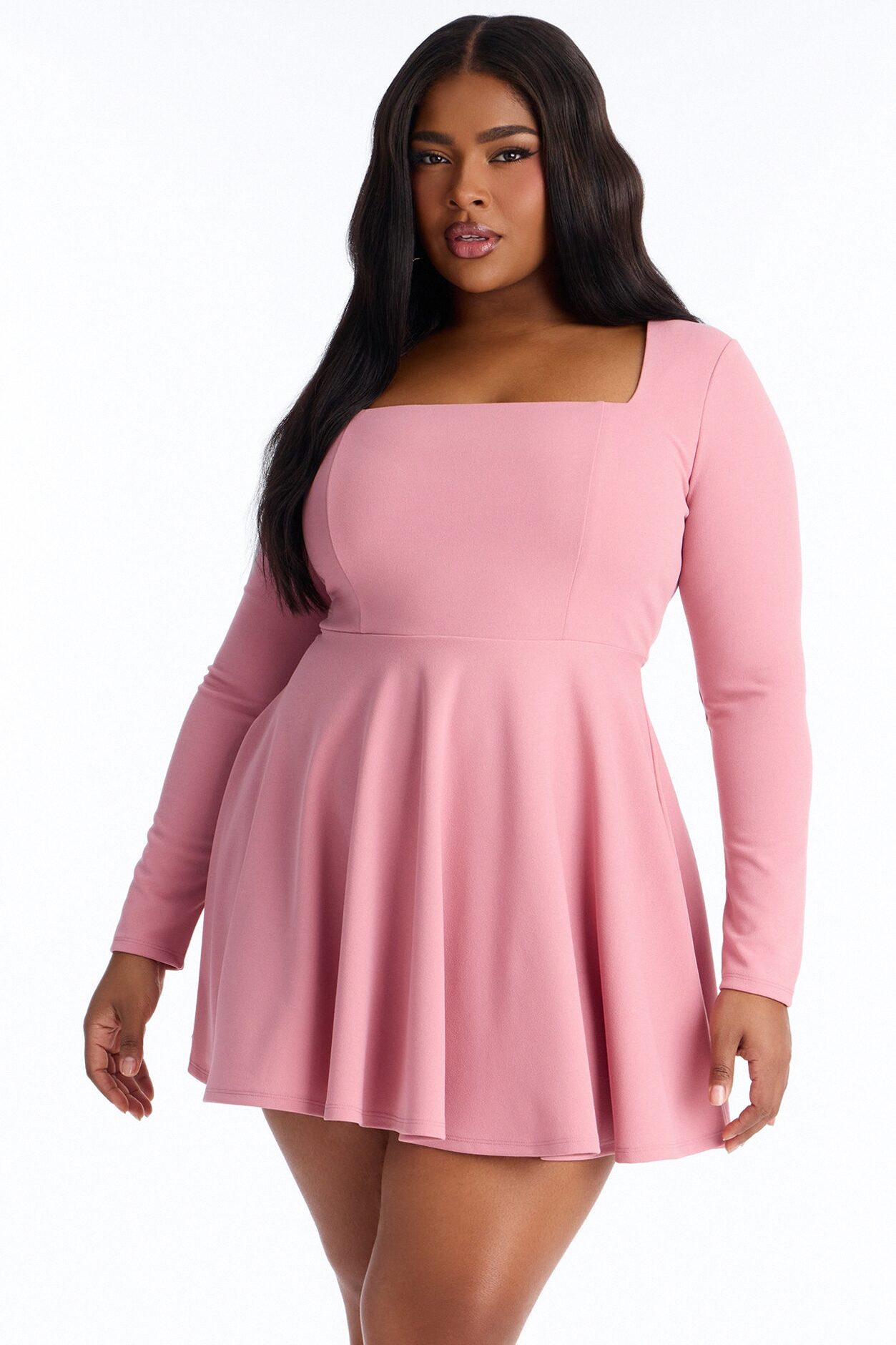 Alena Long Sleeve Mini Dress - Mauve