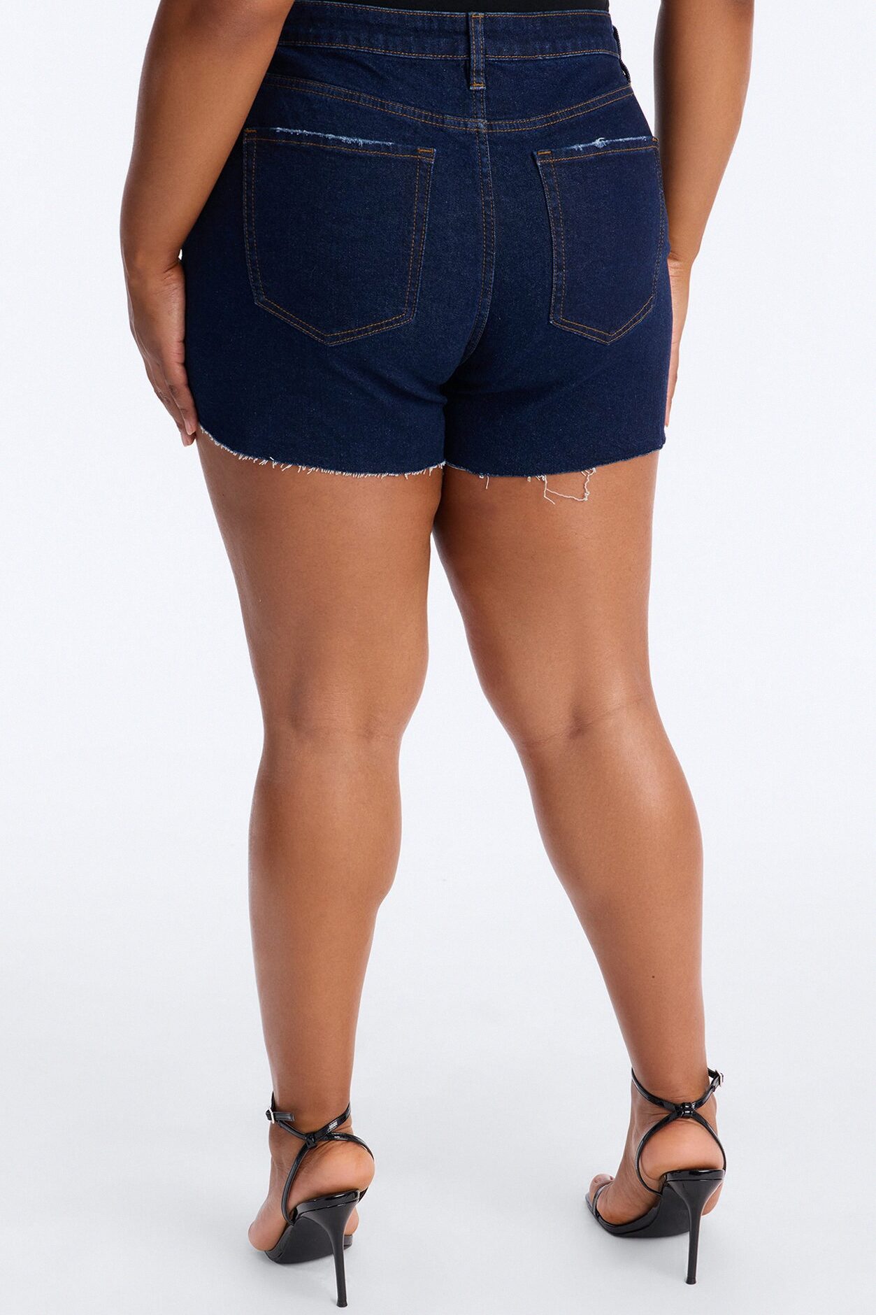Emelia Stretch Cut Off Denim Shorts - Dark Wash