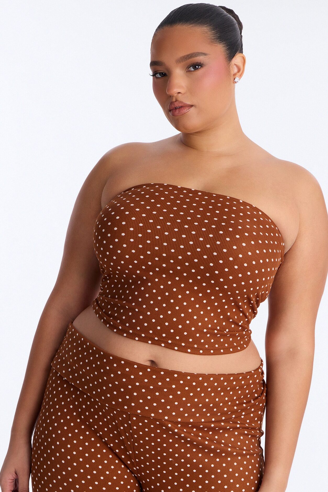 Must Be Dreaming Tube Top Foldover PJ Pant Set - Chocolate